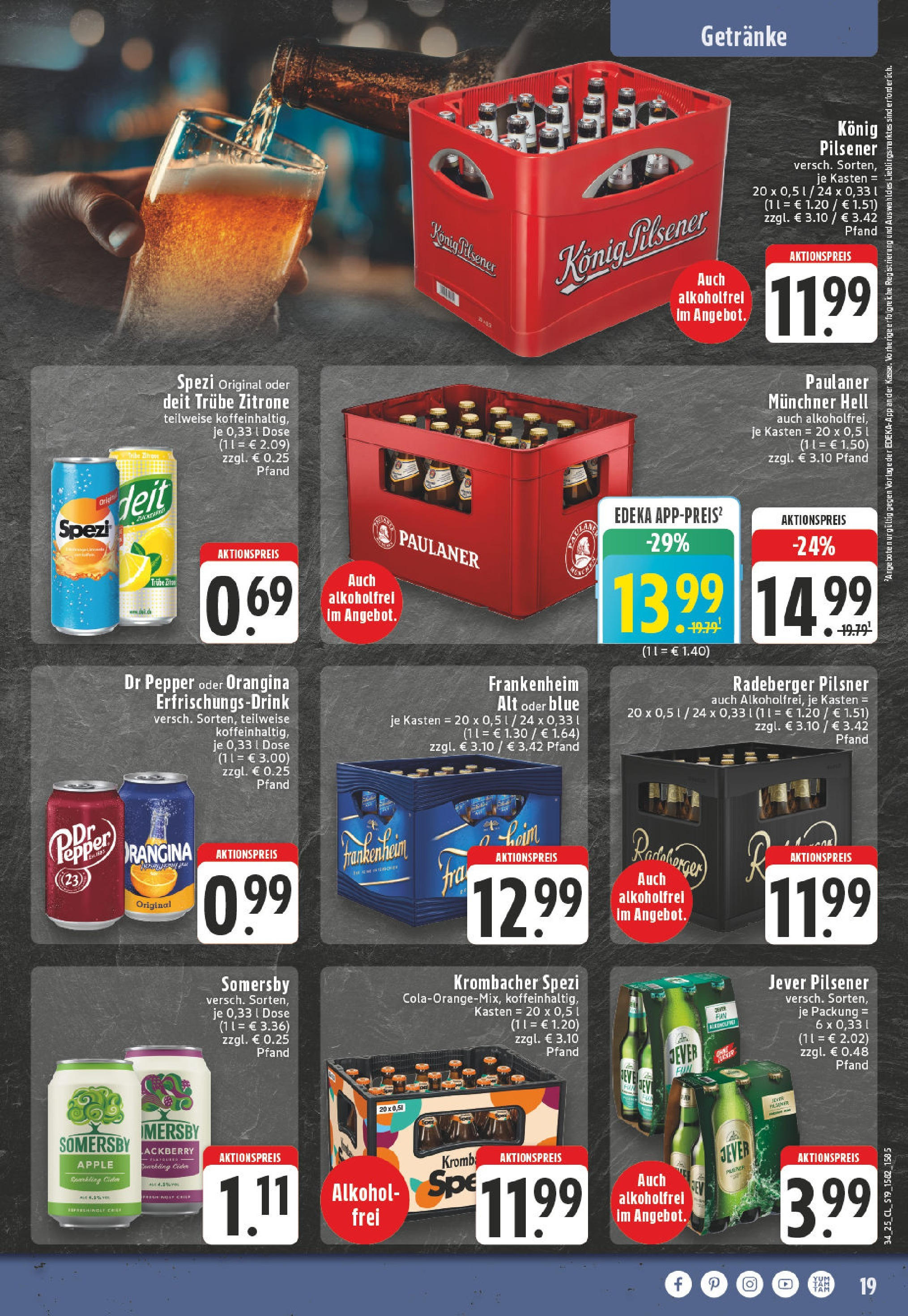 Edeka prospekt Oelde	 (ab 17.08.2025) » Angebote Online | Seite: 19 | Produkte: Konig pilsener, Zitrone, Radeberger pilsner, Paulaner