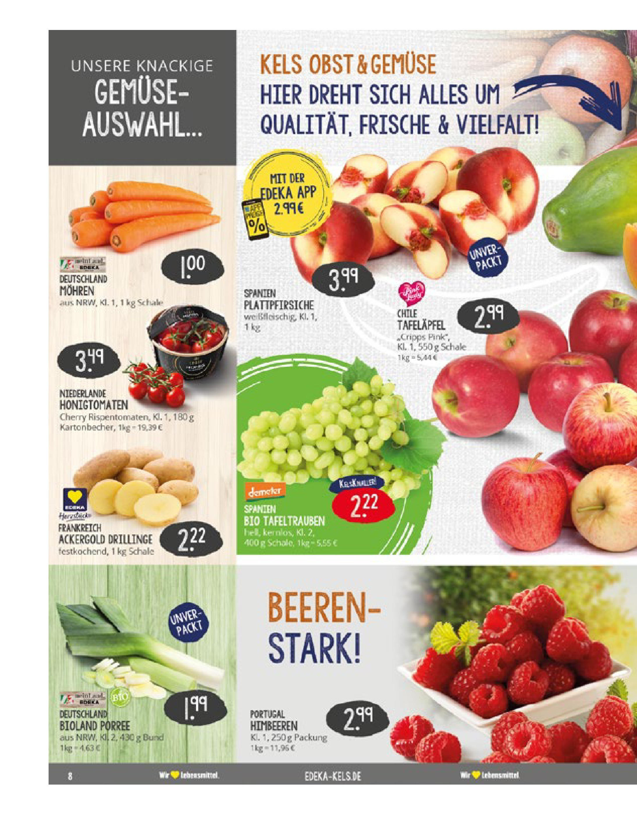 Edeka prospekt Ratingen	 (ab 17.08.2025) » Angebote Online | Seite: 8 | Produkte: Himbeeren, Mohren, Gemüse, Obst