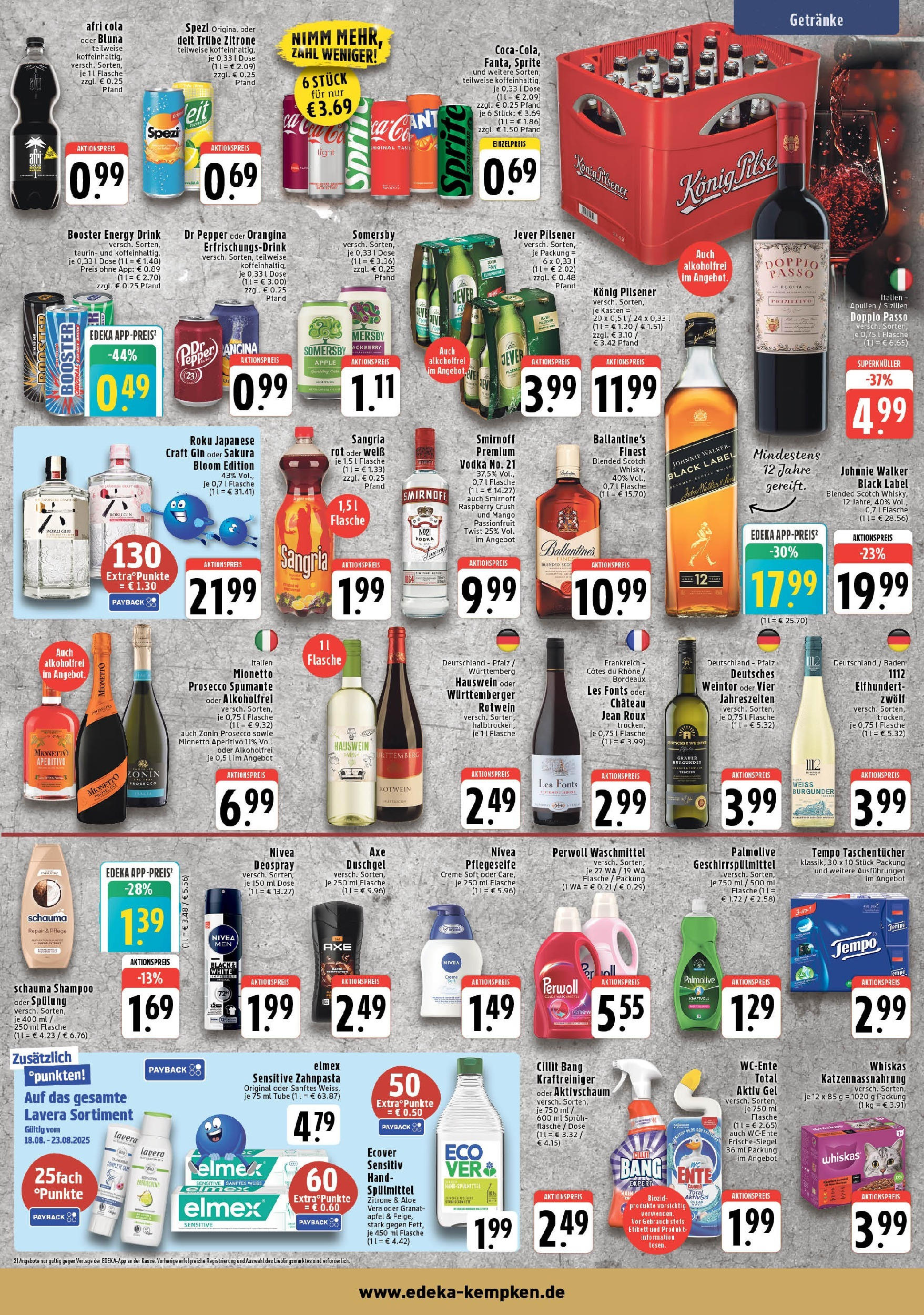 Edeka prospekt Krefeld	 (ab 17.08.2025) » Angebote Online | Seite: 7 | Produkte: Prosecco, Smirnoff, Gin, Ente