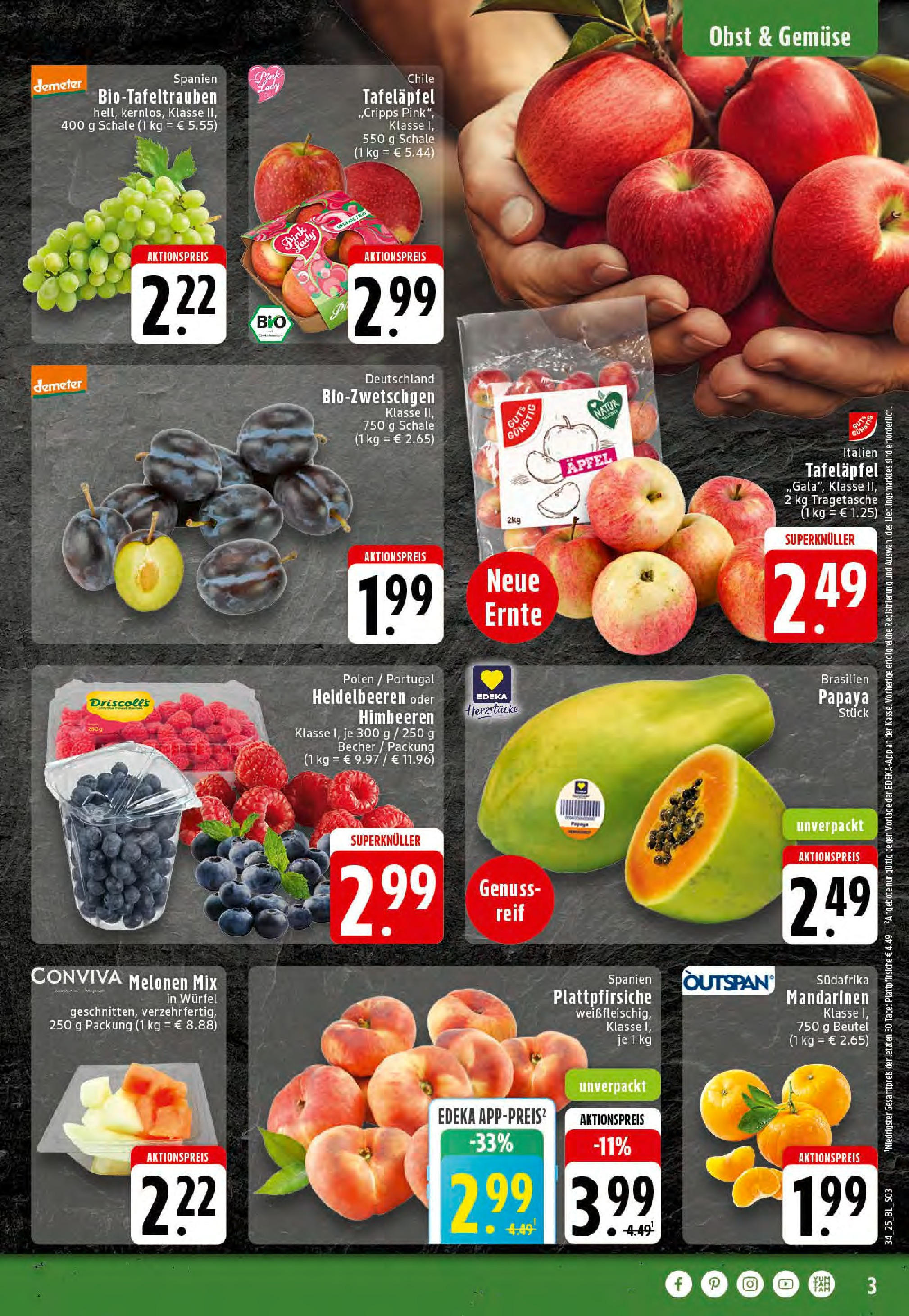 Edeka prospekt Rheine	 (ab 17.08.2025) » Angebote Online | Seite: 3 | Produkte: Himbeeren, Äpfel, Heidelbeeren, Gemüse