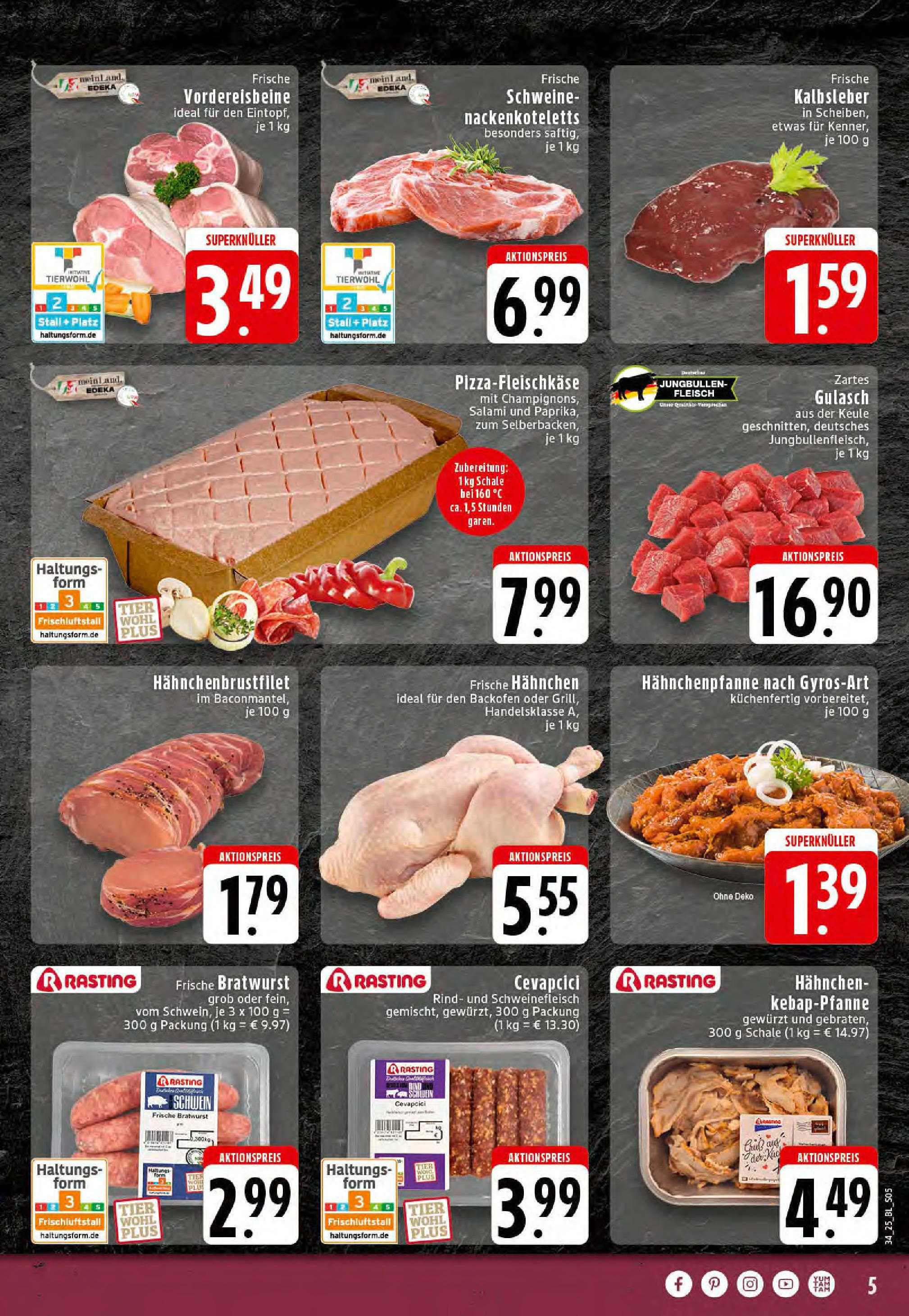 Edeka prospekt Rheine	 (ab 17.08.2025) » Angebote Online | Seite: 5 | Produkte: Hahnchen, Bratwurst, Salami, Fleisch