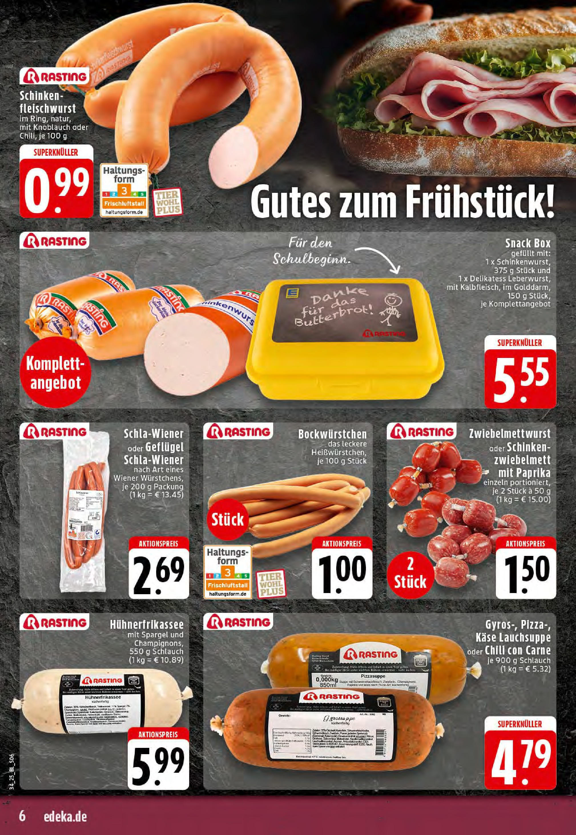 Edeka prospekt Rheine	 (ab 17.08.2025) » Angebote Online | Seite: 6 | Produkte: Käse, Chili, Schinken, Pizza