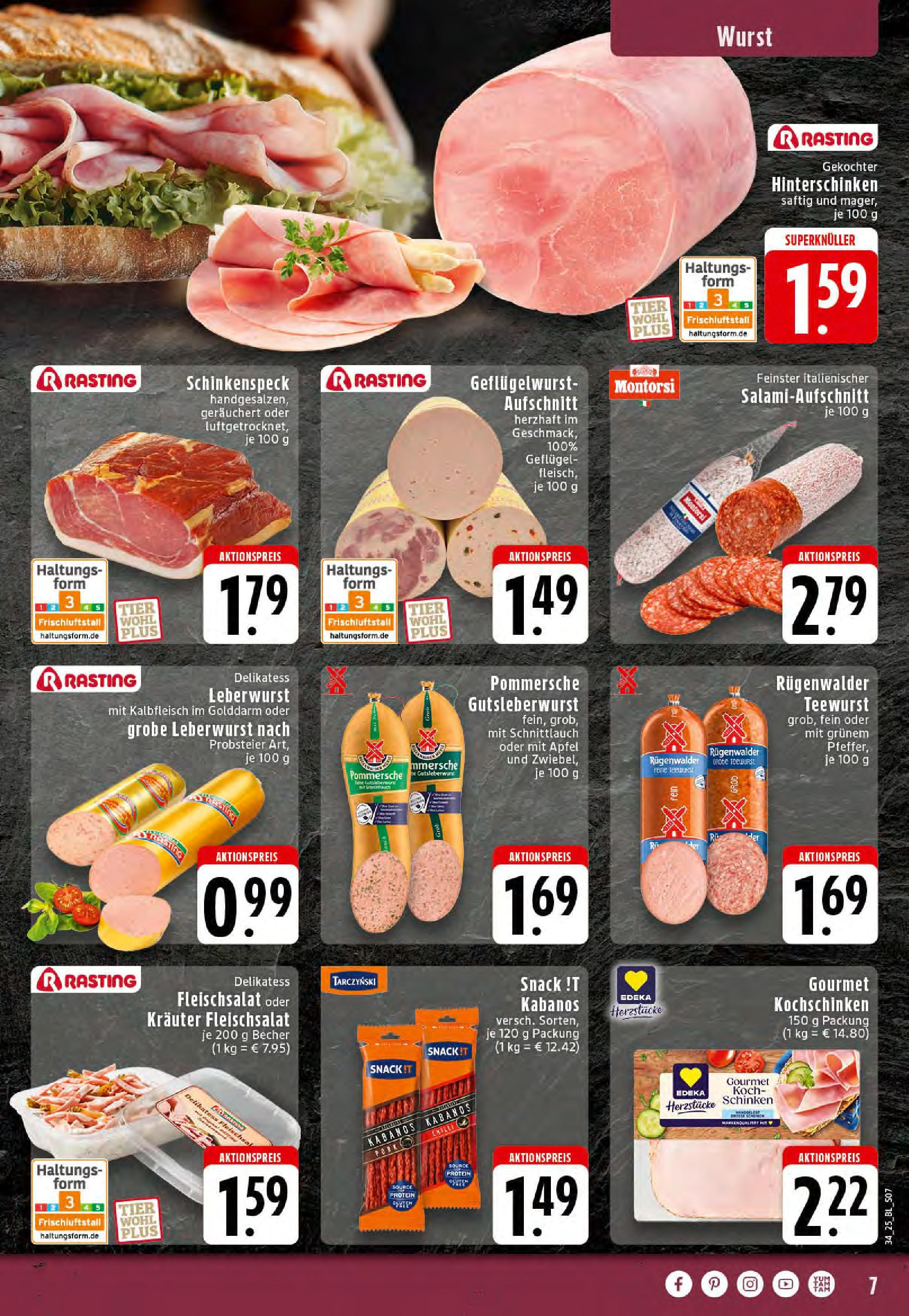 Edeka prospekt Rheine	 (ab 17.08.2025) » Angebote Online | Seite: 7 | Produkte: Äpfel, Wurst, Salami, Fleisch