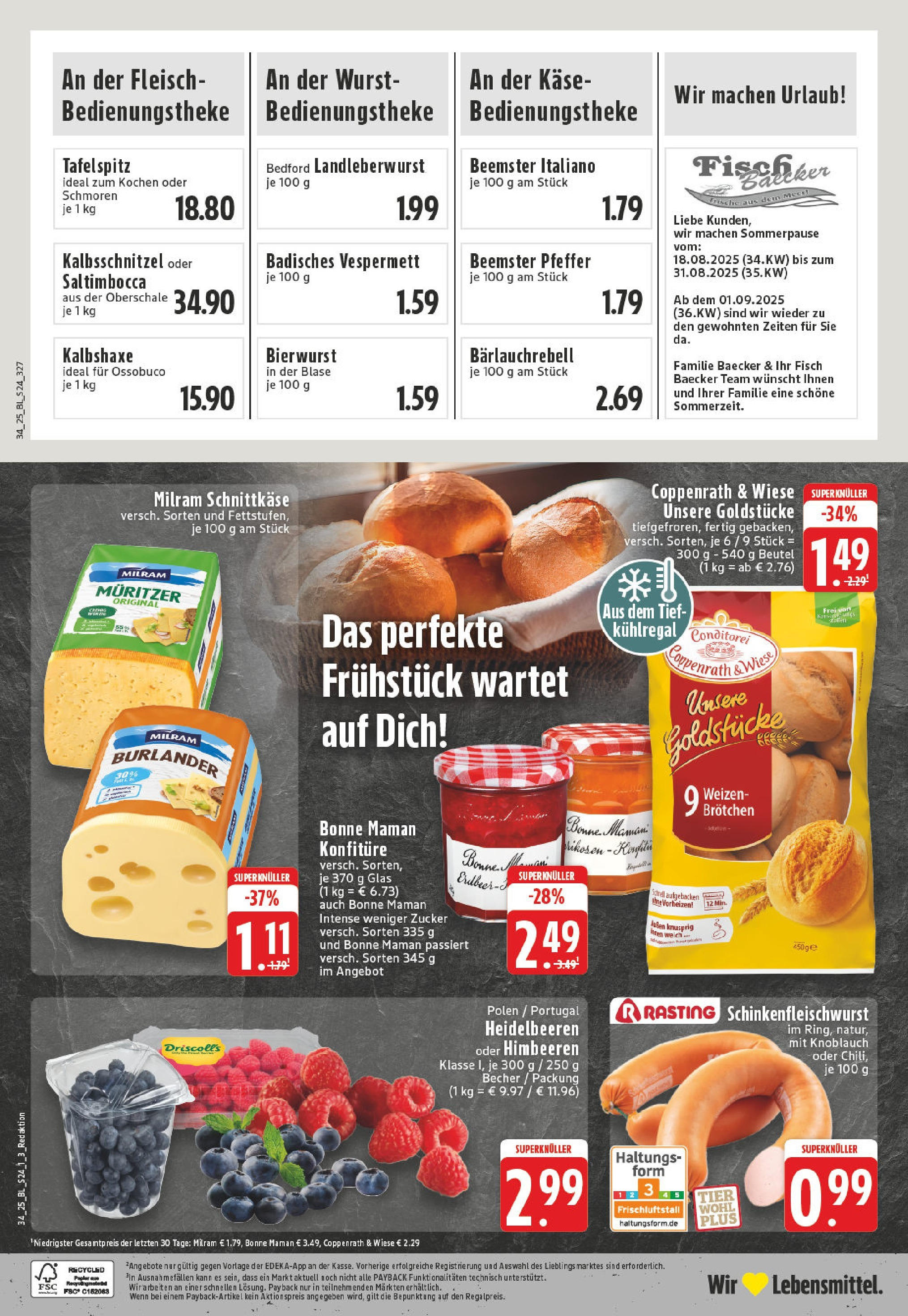 Edeka prospekt Dinslaken-Hiesfeld	 (ab 17.08.2025) » Angebote Online | Seite: 24 | Produkte: Käse, Zucker, Pfeffer, Fleisch