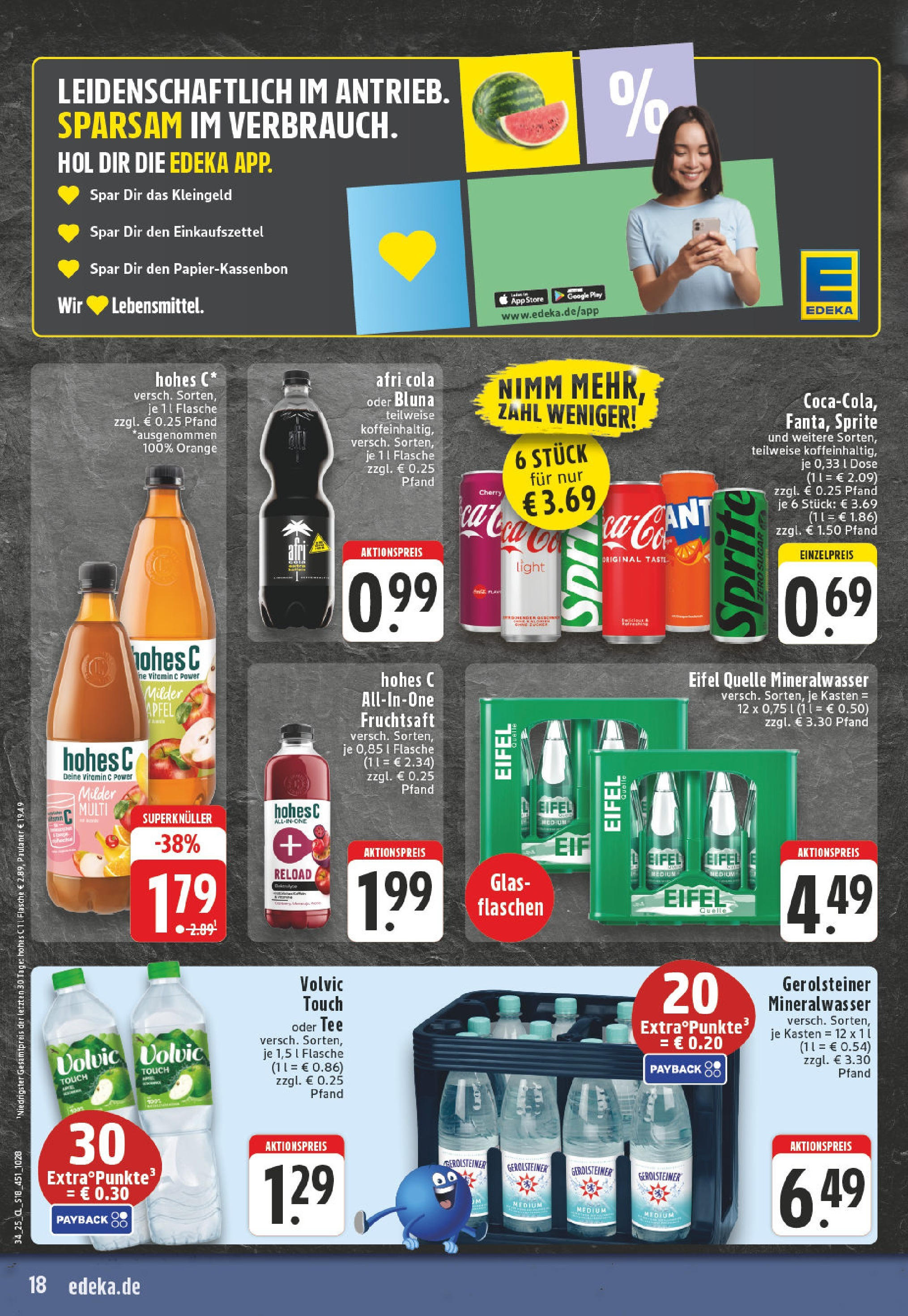Edeka prospekt Montabaur	 (ab 17.08.2025) » Angebote Online | Seite: 18 | Produkte: Sprite, Cola, Volvic touch, Tee