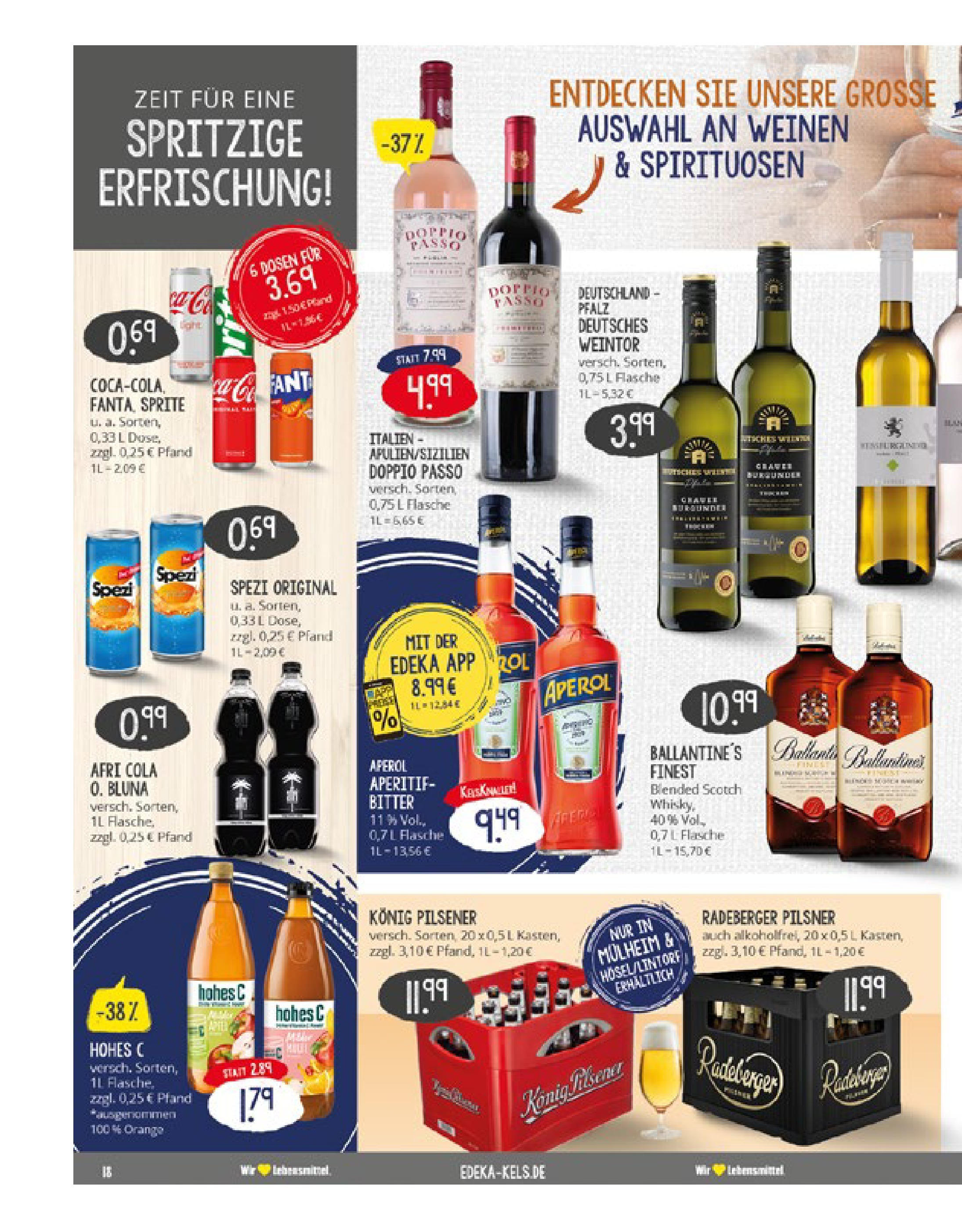 Edeka prospekt Ratingen	 (ab 17.08.2025) » Angebote Online | Seite: 18 | Produkte: Whisky, Sprite, Cola, Doppio Passo