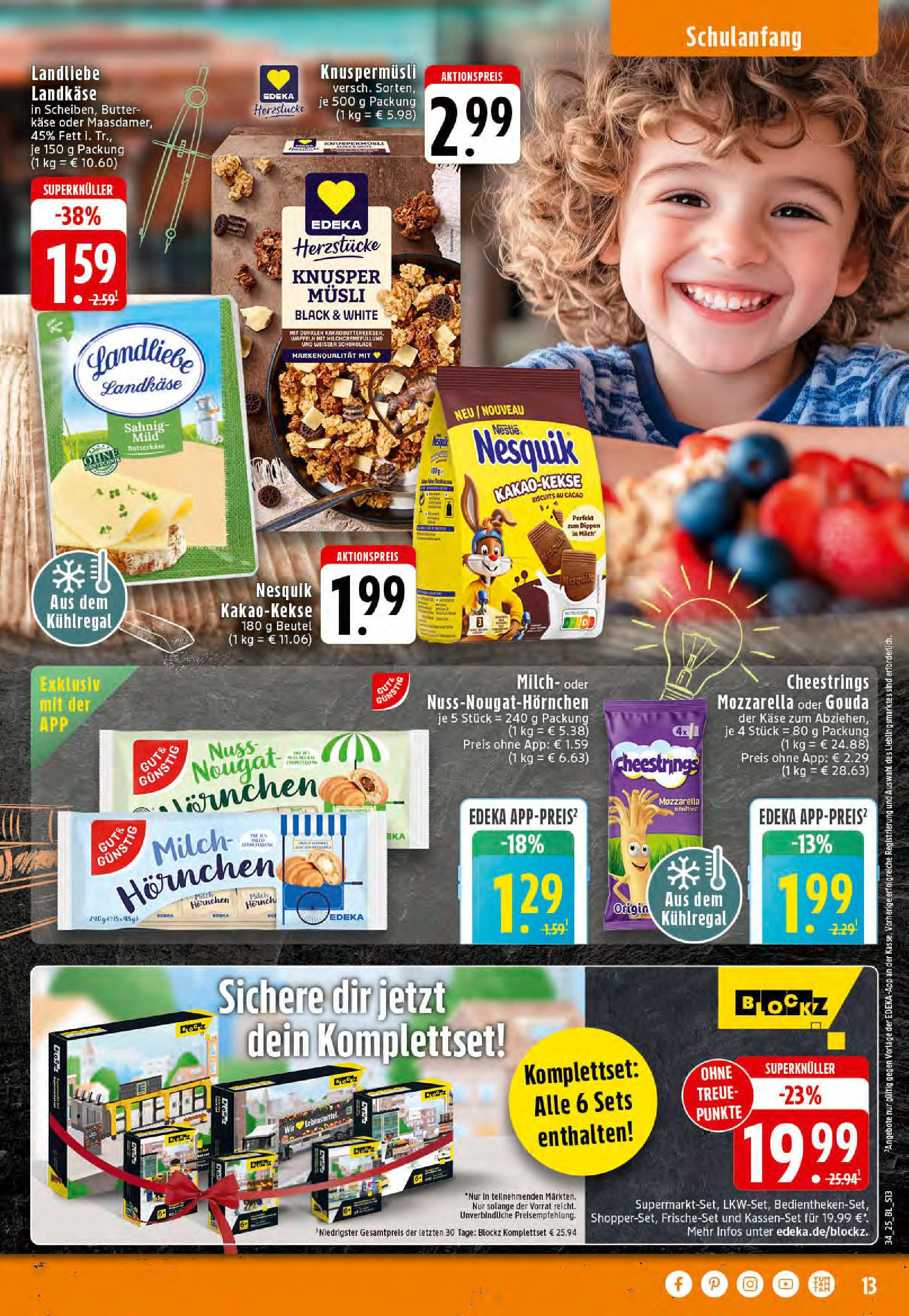 Edeka prospekt Rheine	 (ab 17.08.2025) » Angebote Online | Seite: 13 | Produkte: Musli, Nesquik, Milch, Gouda