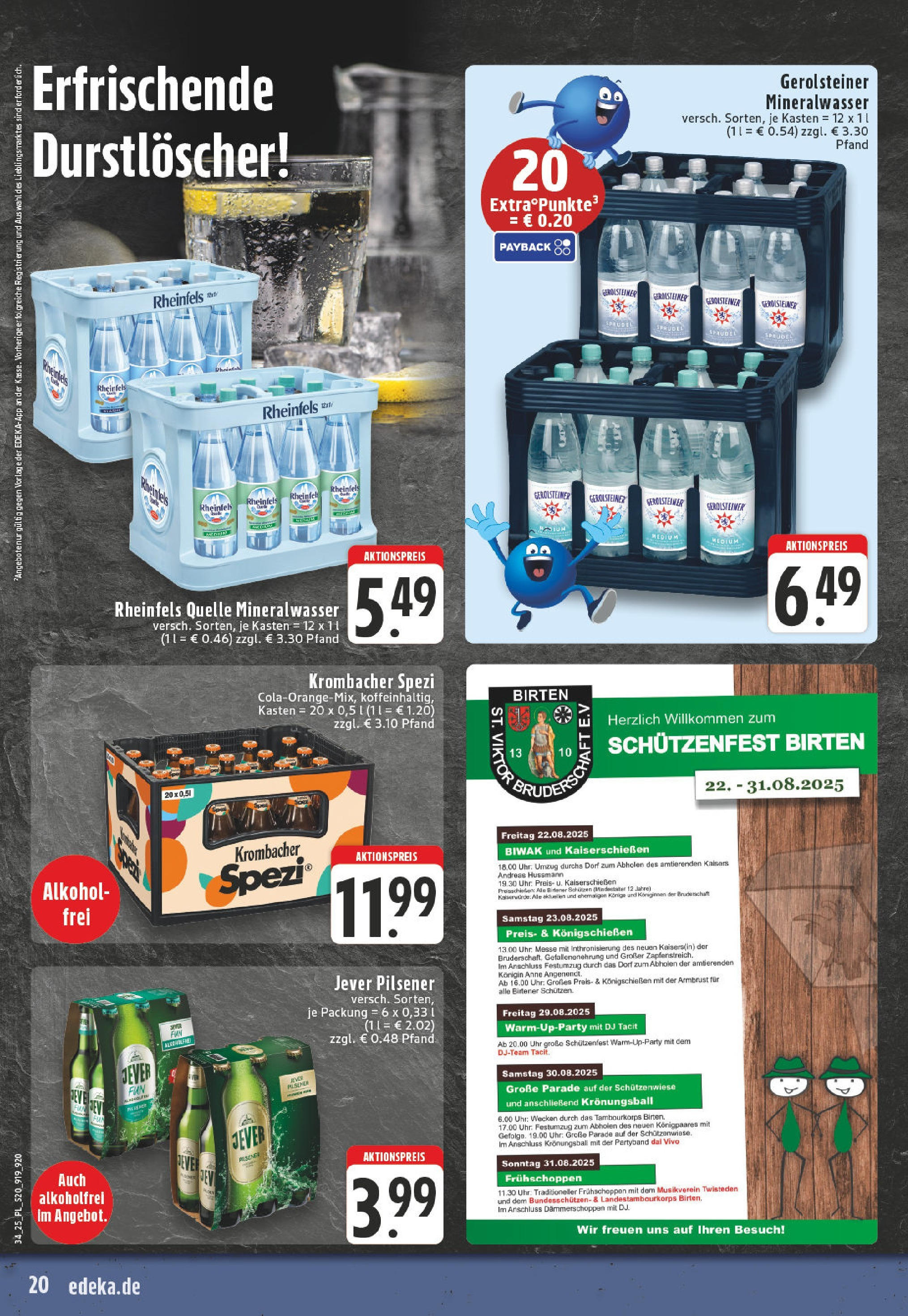 Edeka prospekt Xanten	 (ab 17.08.2025) » Angebote Online | Seite: 20 | Produkte: Durstloscher, Jever, Krombacher, Uhr