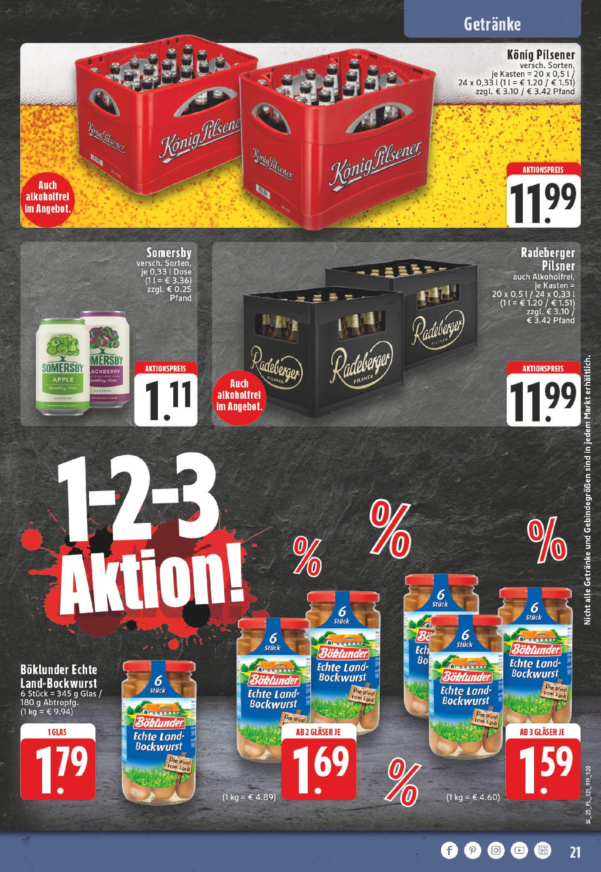 Edeka prospekt Xanten	 (ab 17.08.2025) » Angebote Online | Seite: 21 | Produkte: Konig pilsener, Apple, Wurst, Radeberger pilsner