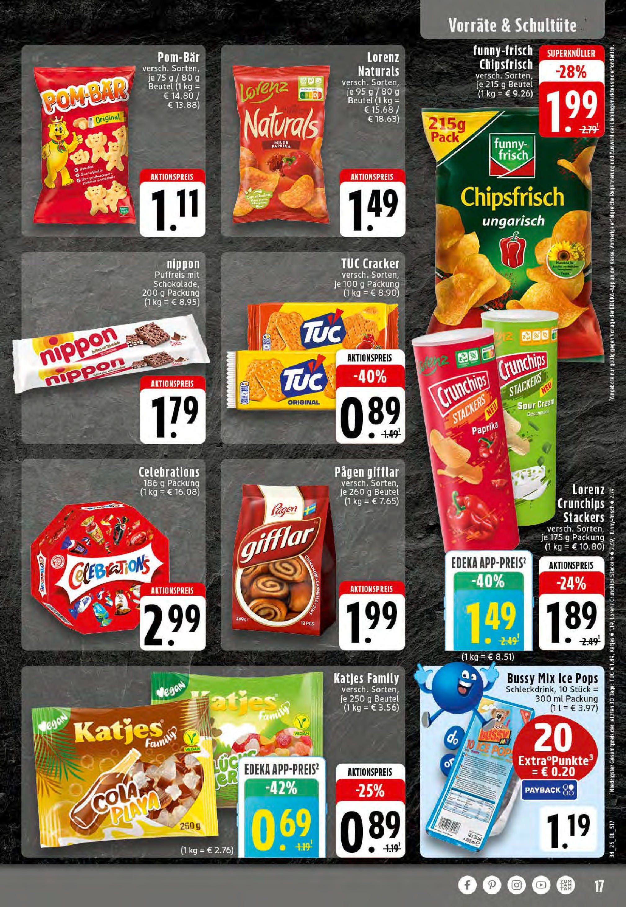 Edeka prospekt Rheine	 (ab 17.08.2025) » Angebote Online | Seite: 17 | Produkte: POM-BÄR, Paprika, Lorenz crunchips, Chips