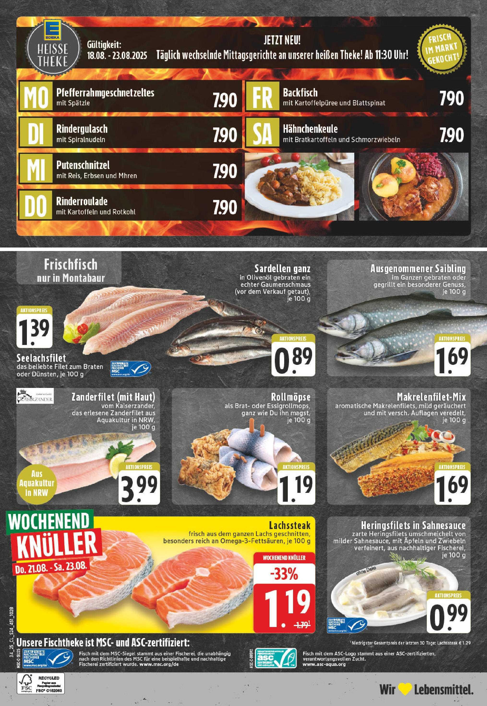 Edeka prospekt Montabaur	 (ab 17.08.2025) » Angebote Online | Seite: 24 | Produkte: Fisch, Kartoffeln, Steak, Uhr