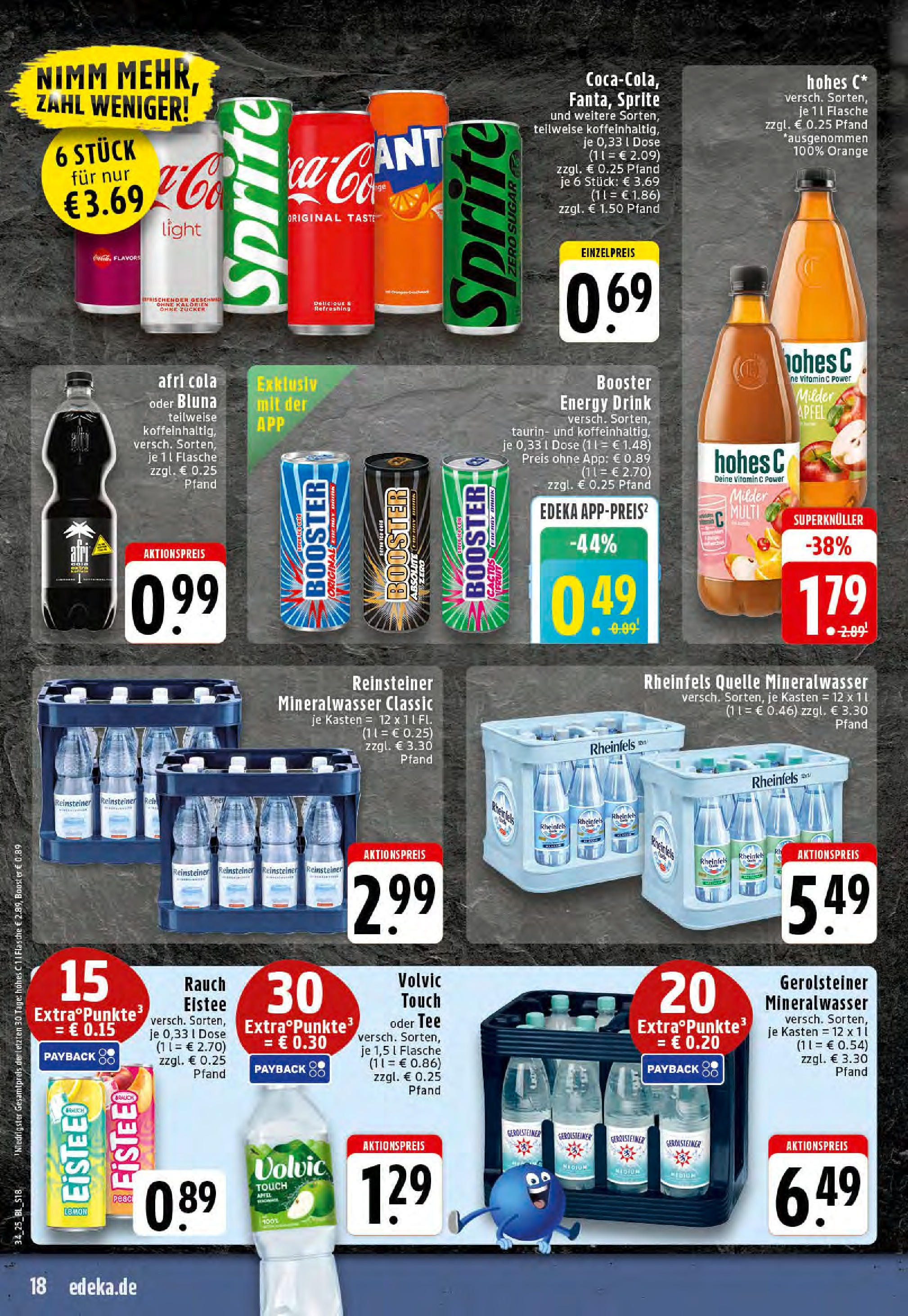 Edeka prospekt Rheine	 (ab 17.08.2025) » Angebote Online | Seite: 18 | Produkte: Cola, Volvic touch, Volvic, Rheinfels quelle