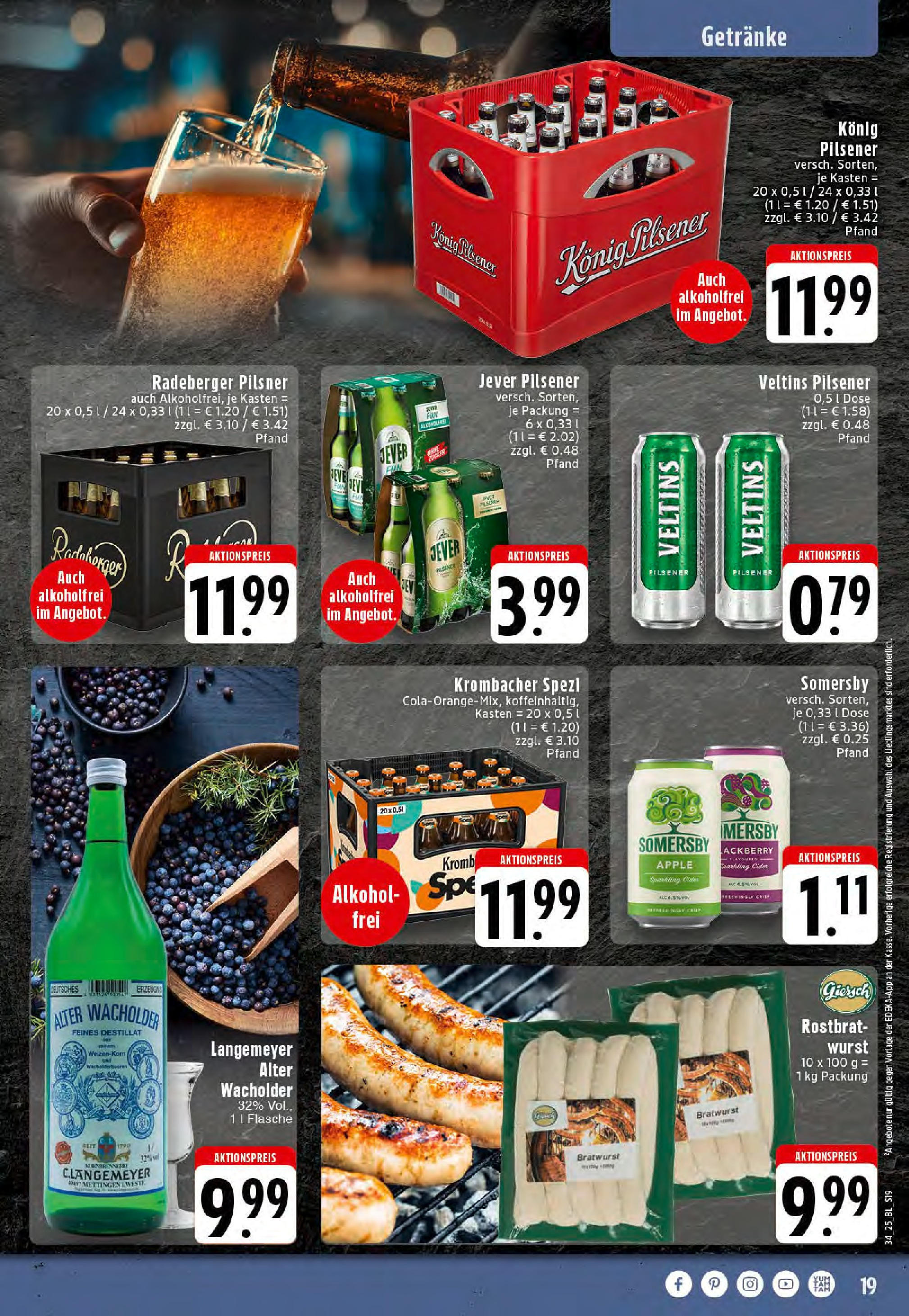 Edeka prospekt Rheine	 (ab 17.08.2025) » Angebote Online | Seite: 19 | Produkte: Apple, Wurst, Radeberger pilsner, Veltins