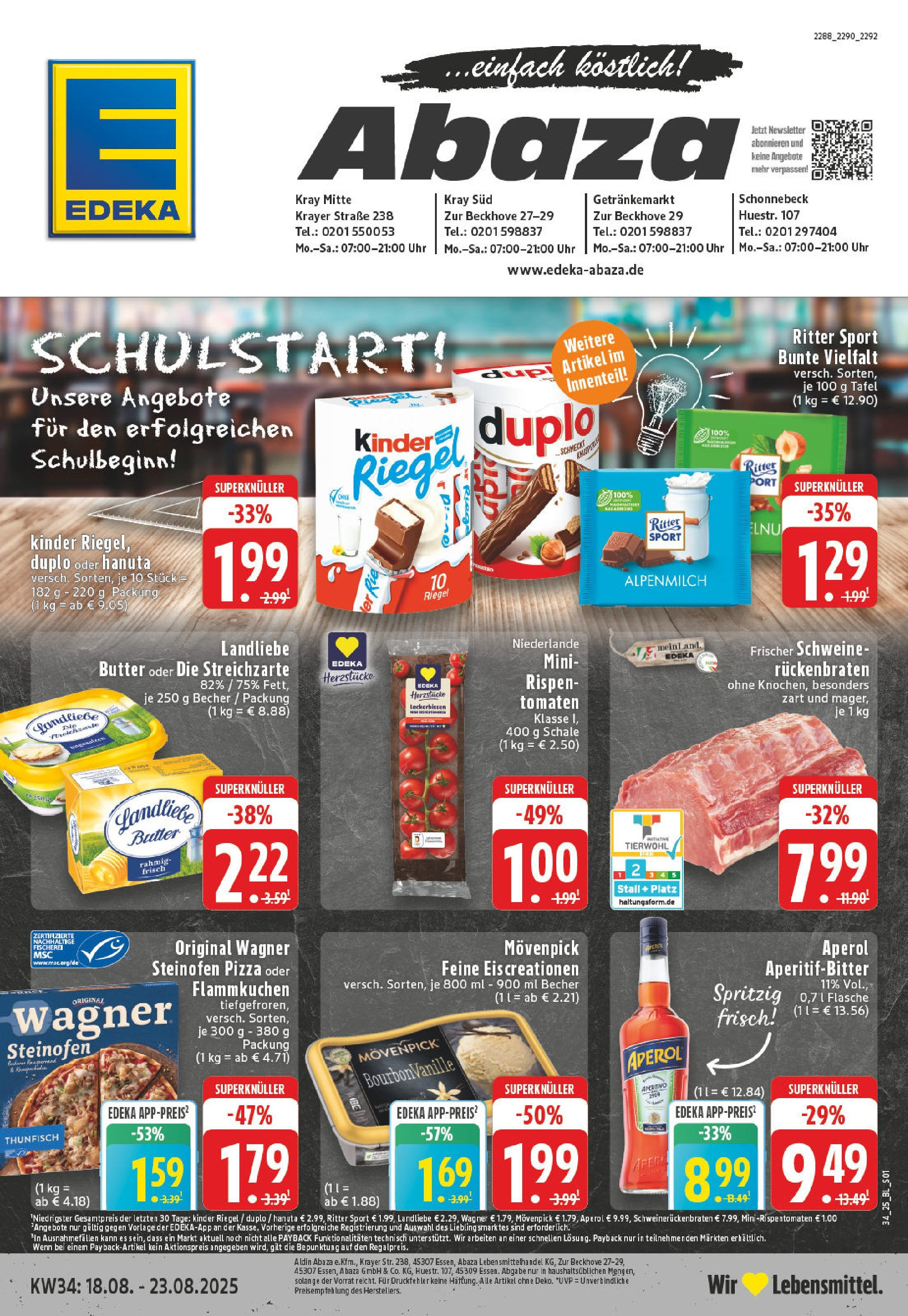 Edeka prospekt Essen	 (ab 17.08.2025) » Angebote Online | Seite: 1 | Produkte: Thunfisch, Ritter sport, Landliebe butter, Aperol