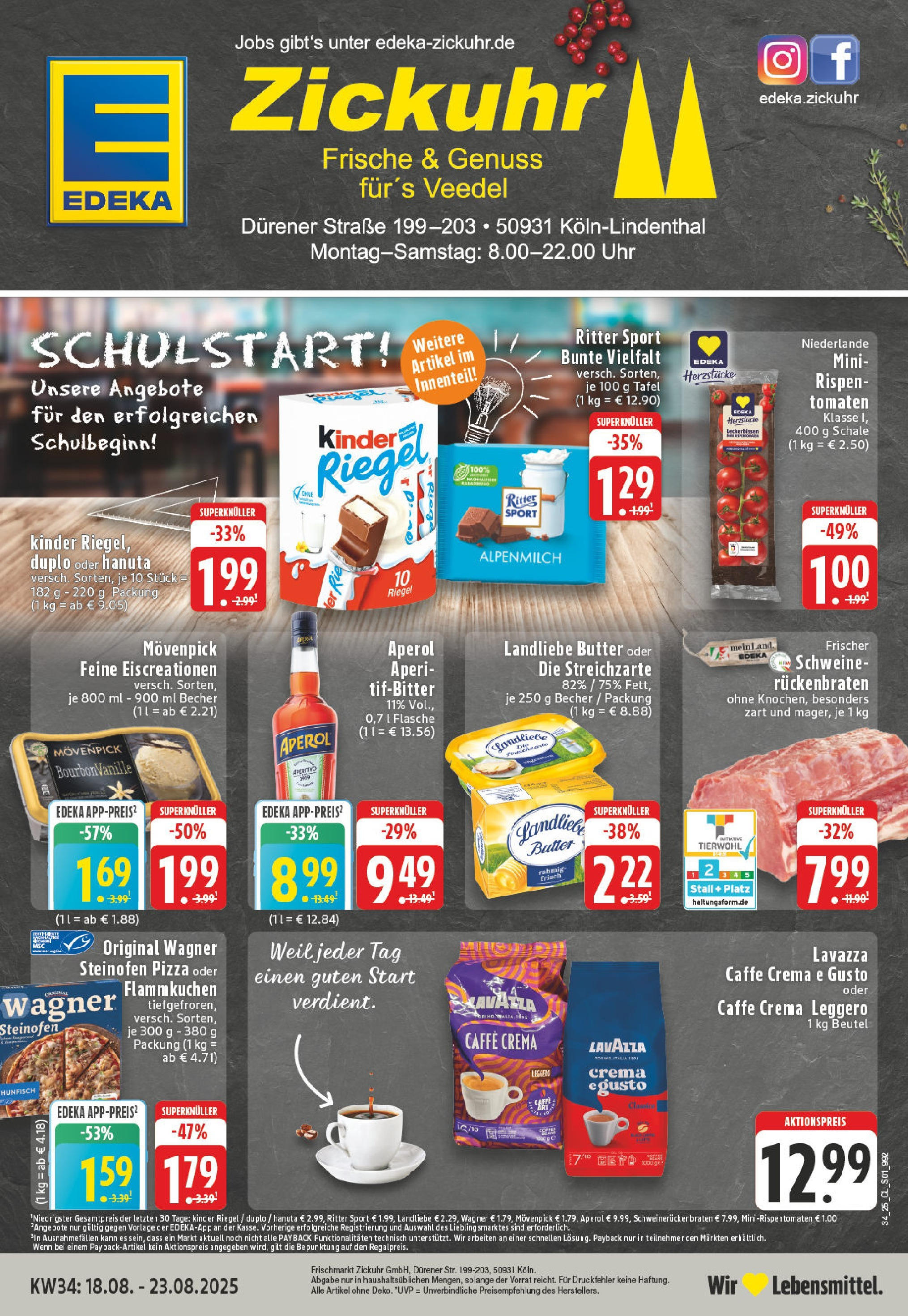 Edeka prospekt Köln-Lindenthal	 (ab 17.08.2025) » Angebote Online | Seite: 1 | Produkte: Butter, Pizza, Aperol, Uhr