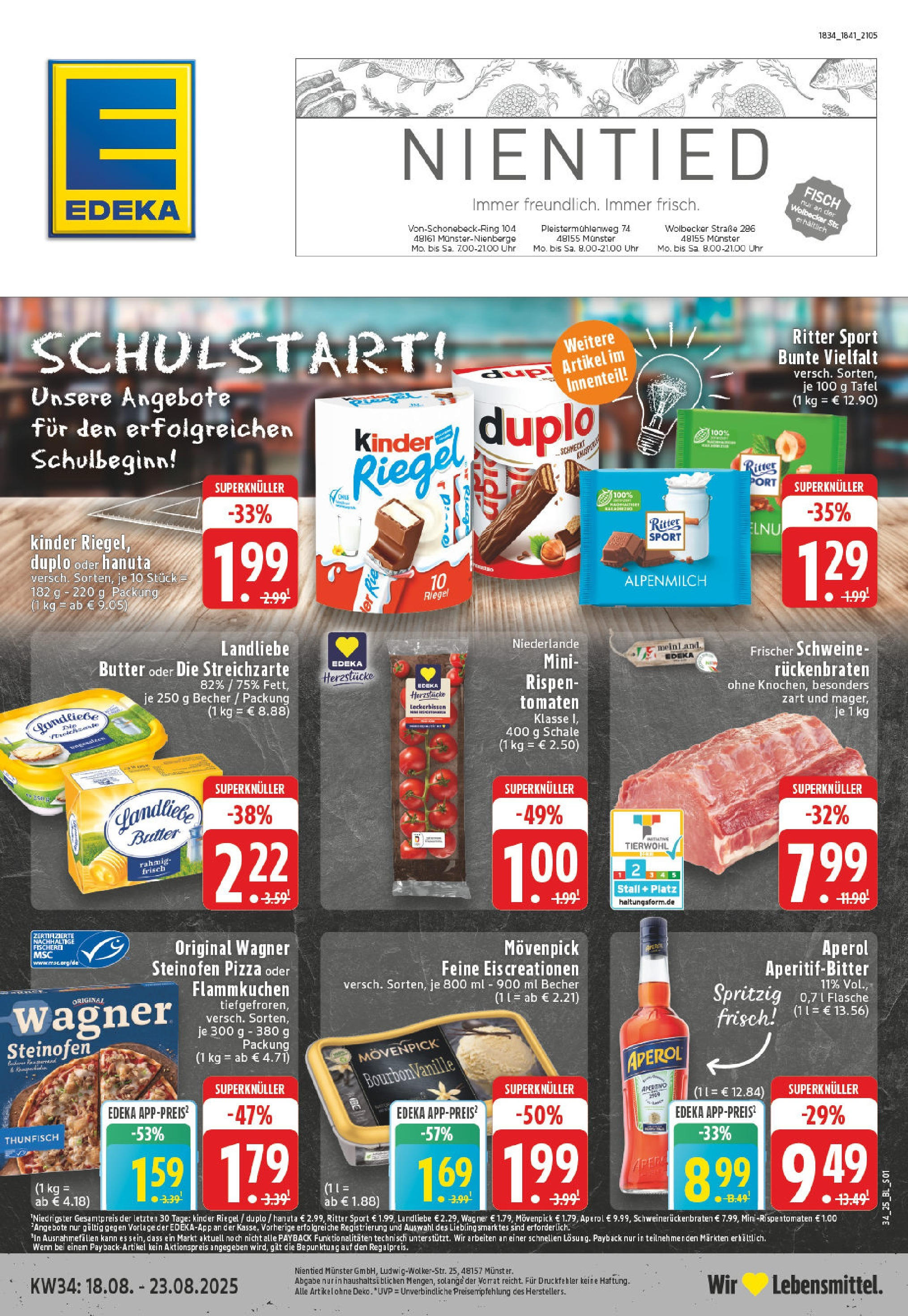Edeka prospekt Münster - Nienberge	 (ab 17.08.2025) » Angebote Online | Seite: 1 | Produkte: Butter, Thunfisch, Fisch, Pizza
