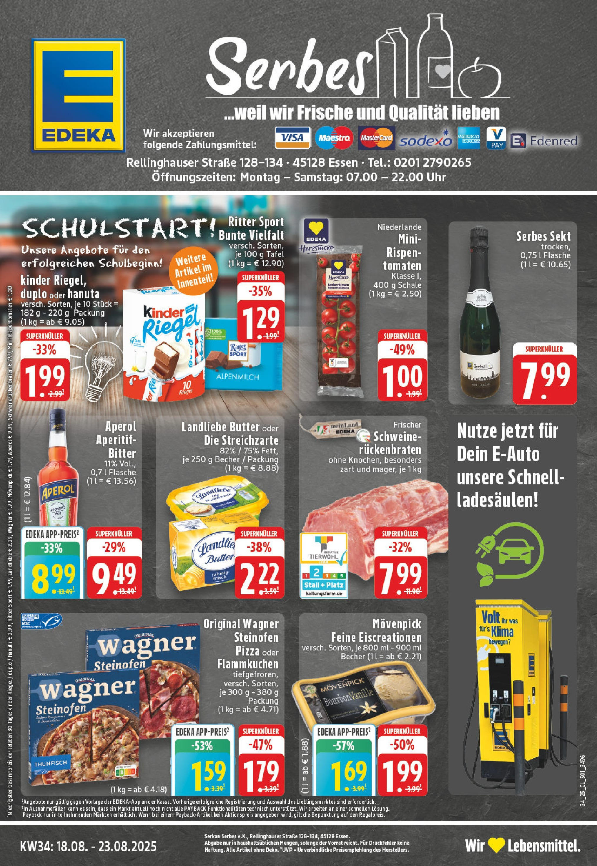 Edeka prospekt Essen	 (ab 17.08.2025) » Angebote Online | Seite: 1 | Produkte: Sekt, Kinder riegel, Aperol, Uhr