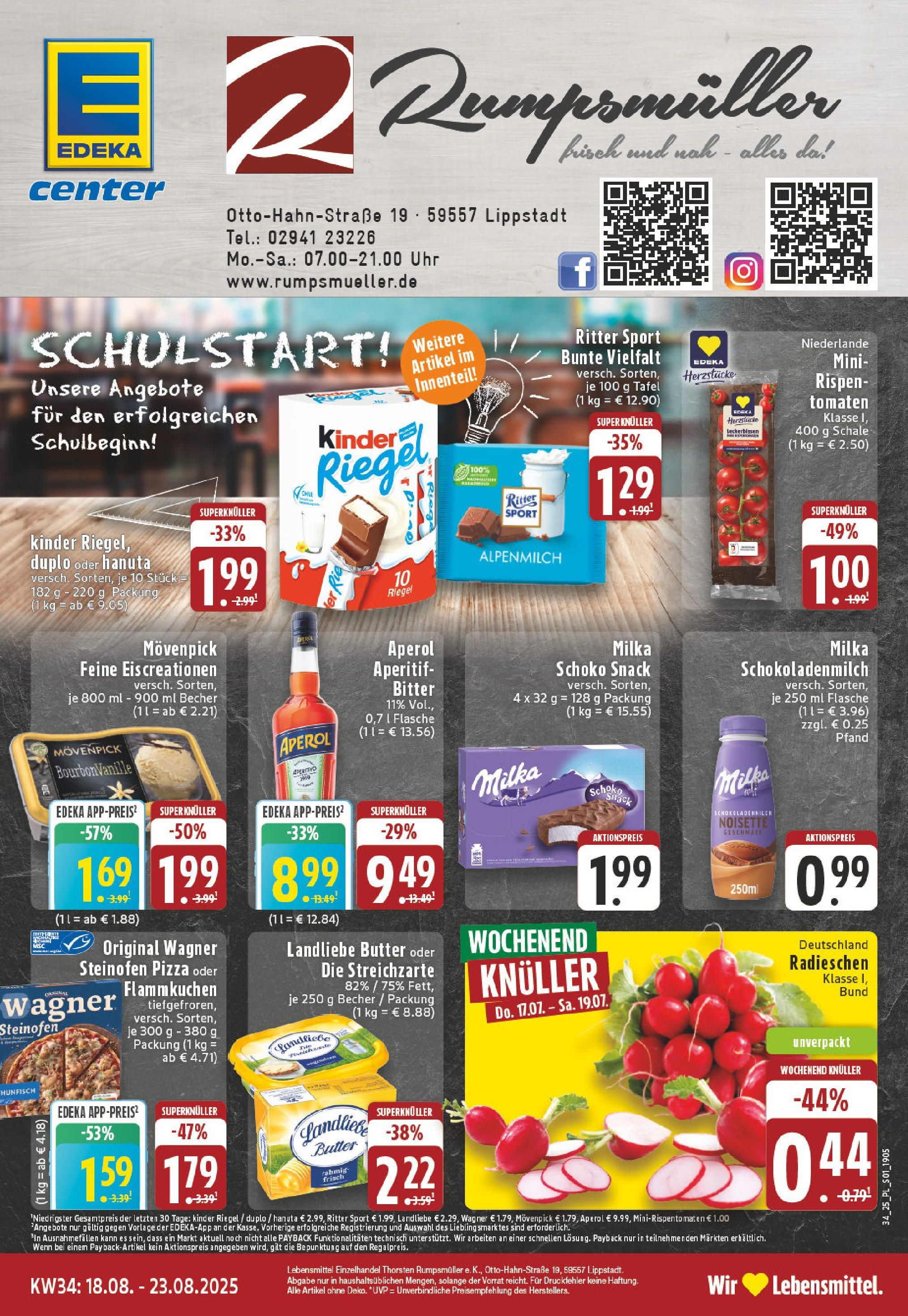 Edeka prospekt Lippstadt	 (ab 17.08.2025) » Angebote Online | Seite: 1 | Produkte: Tomaten, Milka, Kinder riegel, Aperol