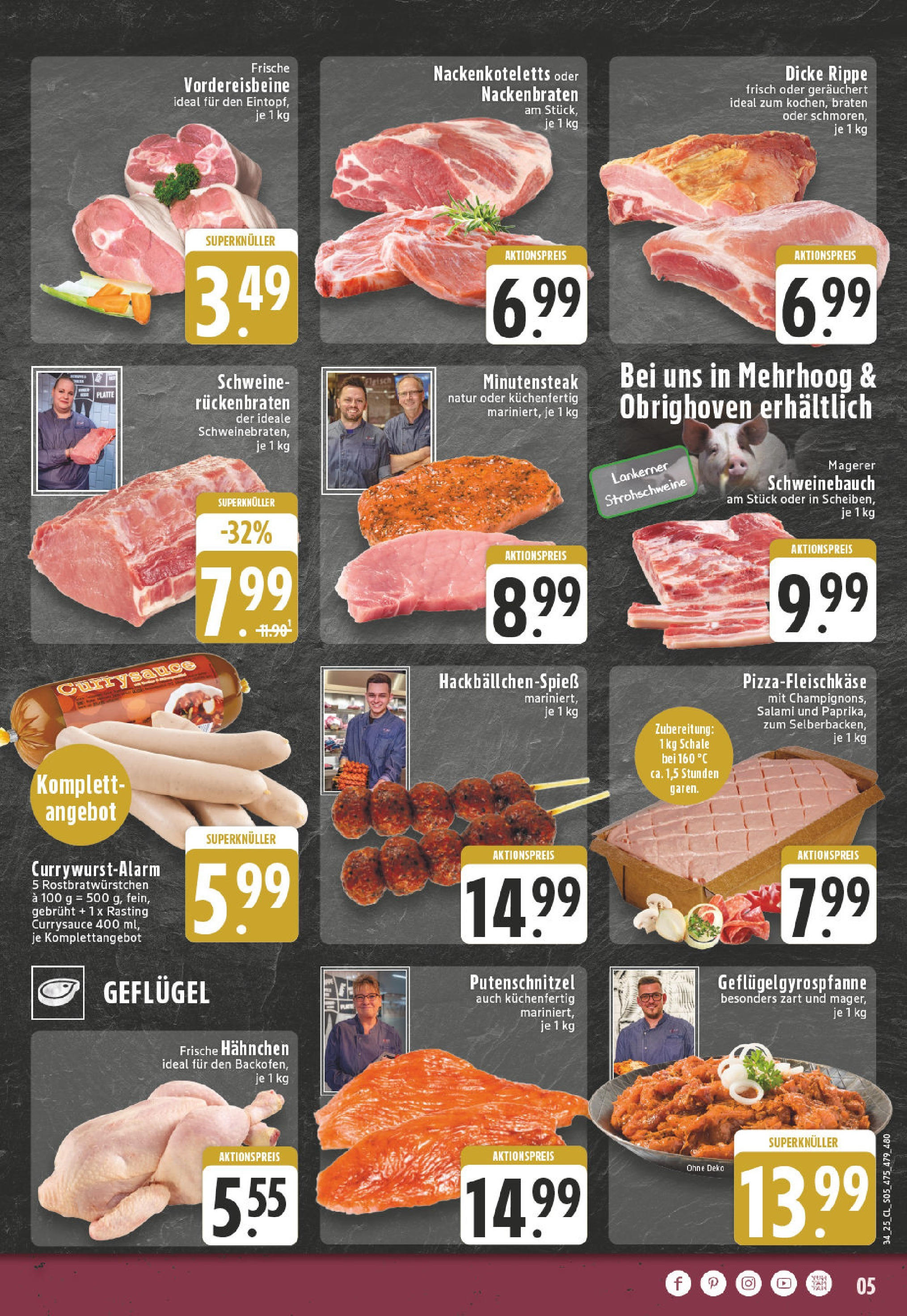 Edeka prospekt Hamminkeln -Mehrhoog	 (ab 17.08.2025) » Angebote Online | Seite: 5 | Produkte: Hahnchen, Schweinebauch, Putenschnitzel, Salami