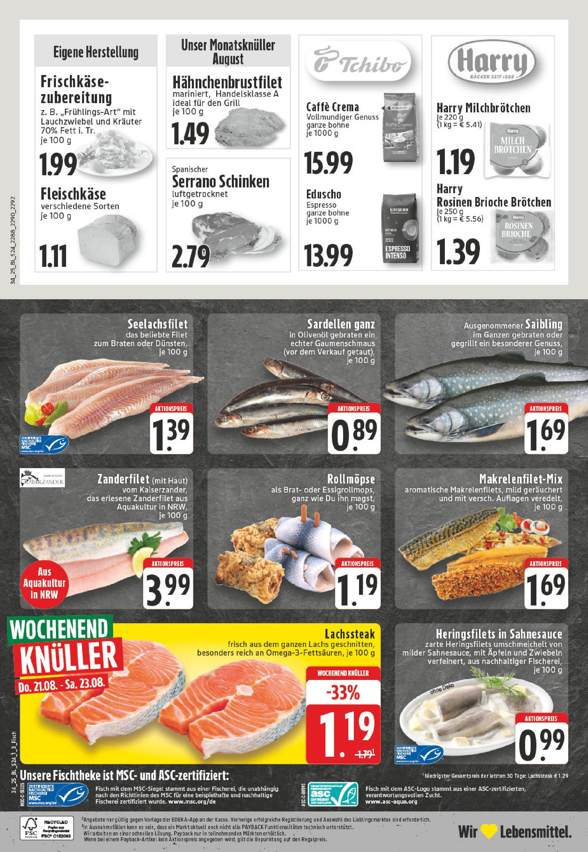 Edeka prospekt Essen	 (ab 17.08.2025) » Angebote Online | Seite: 24 | Produkte: Milch, Zwiebeln, Serrano schinken, Ente