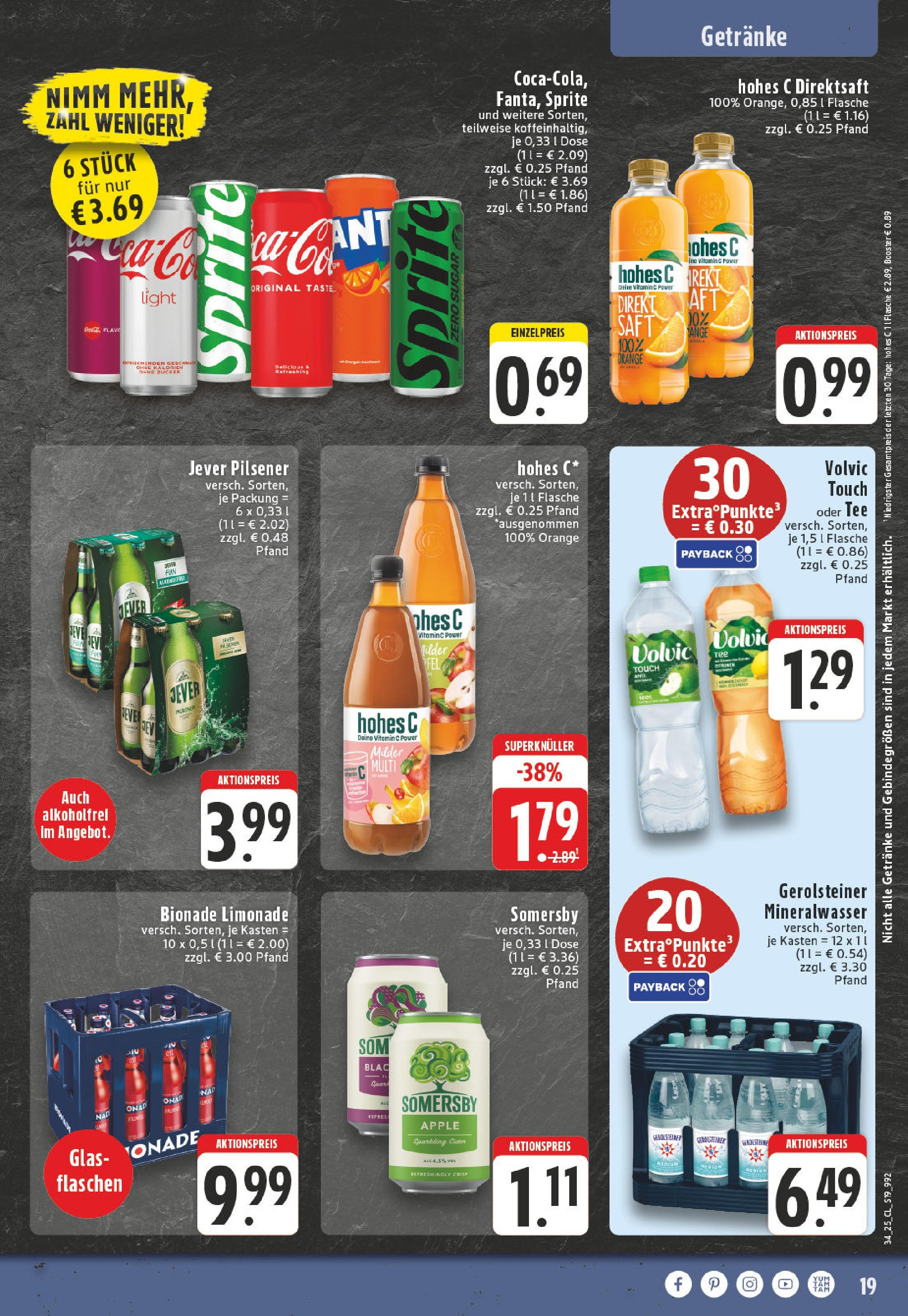Edeka prospekt Köln-Lindenthal	 (ab 17.08.2025) » Angebote Online | Seite: 19 | Produkte: Sprite, Zucker, Jever, Gerolsteiner