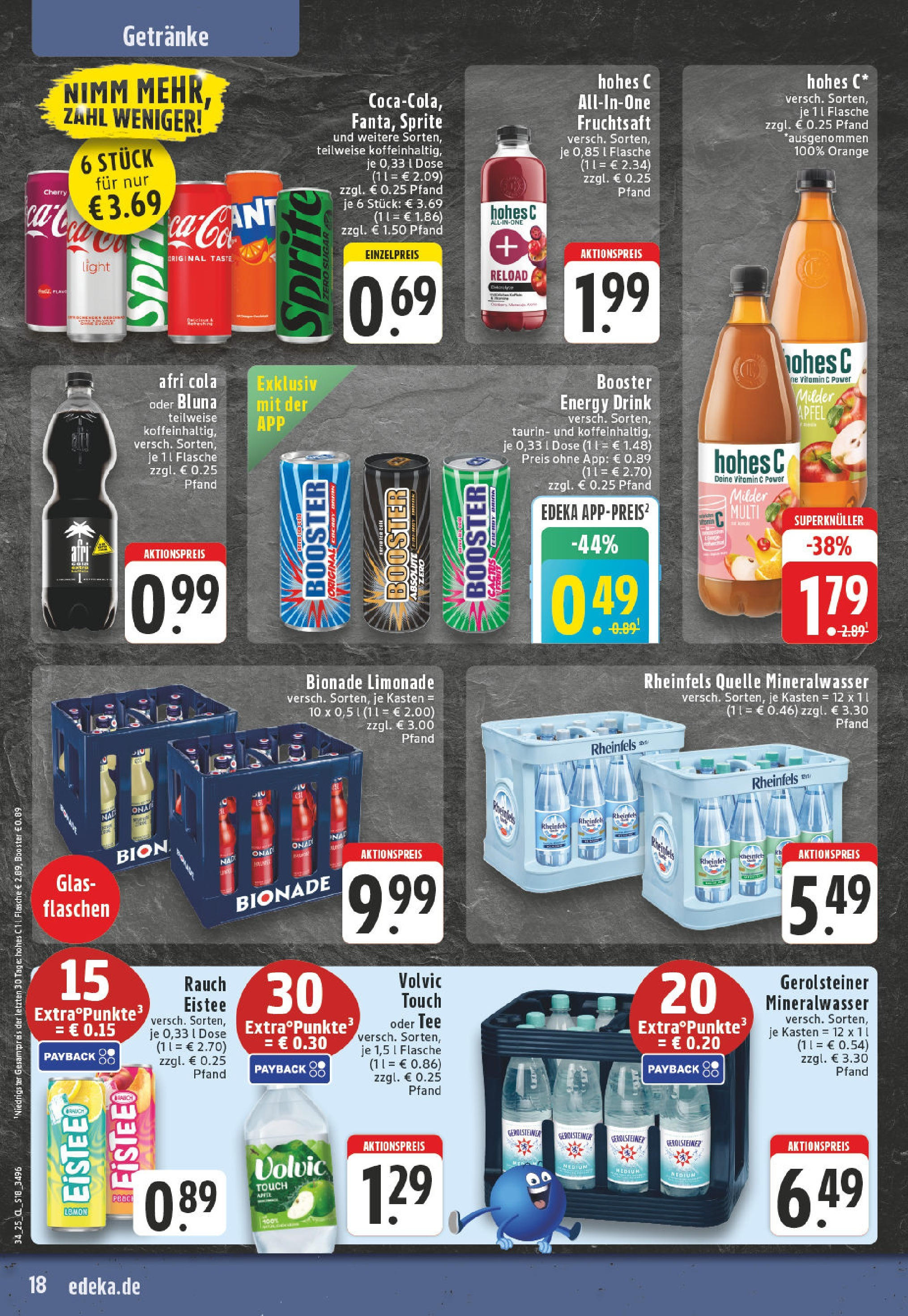 Edeka prospekt Essen	 (ab 17.08.2025) » Angebote Online | Seite: 18 | Produkte: Äpfel, Bionade, Tee, Rheinfels quelle