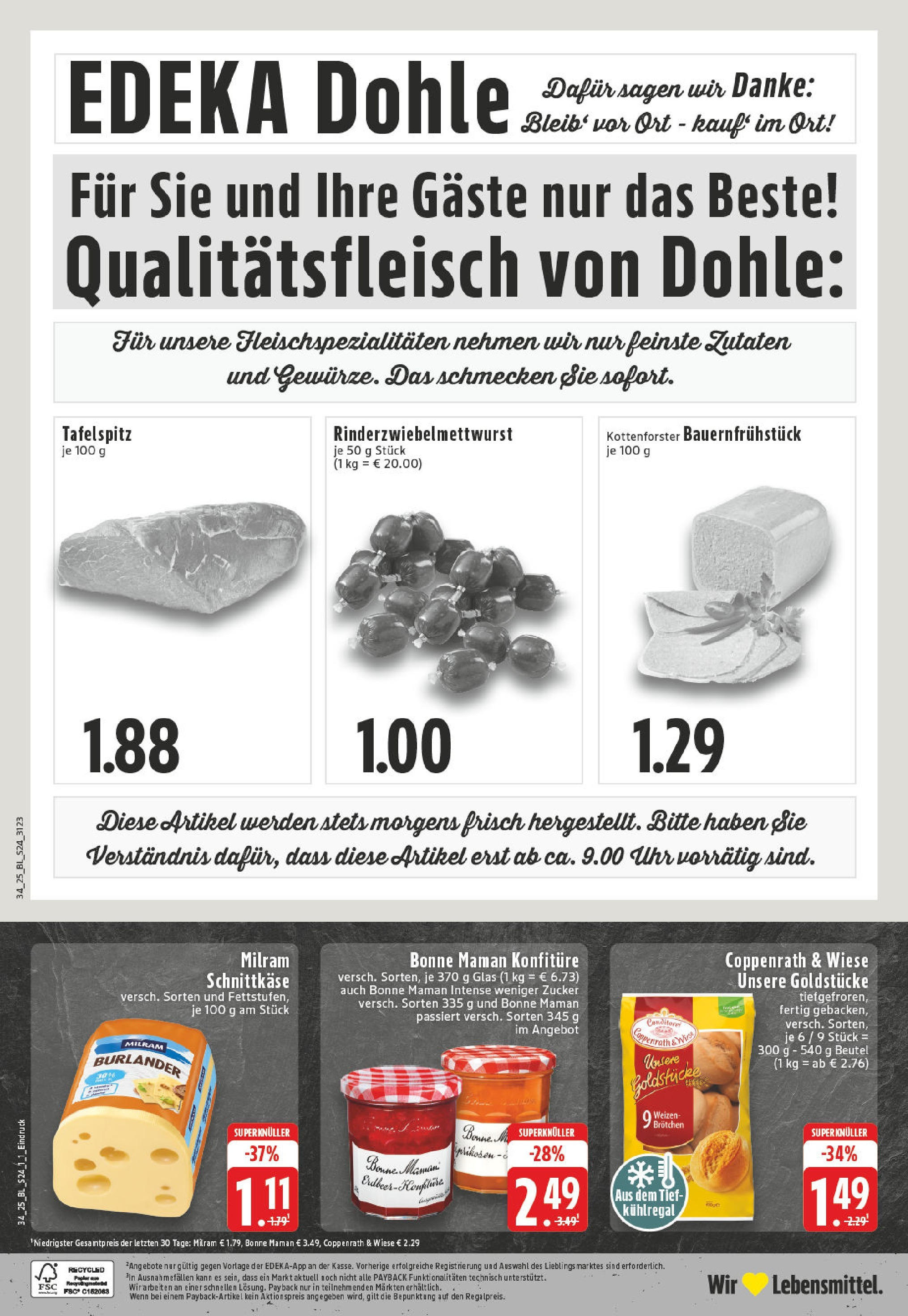 Edeka prospekt Hopsten	 (ab 17.08.2025) » Angebote Online | Seite: 24 | Produkte: Tafelspitz, Zucker, Bonne maman, Uhr