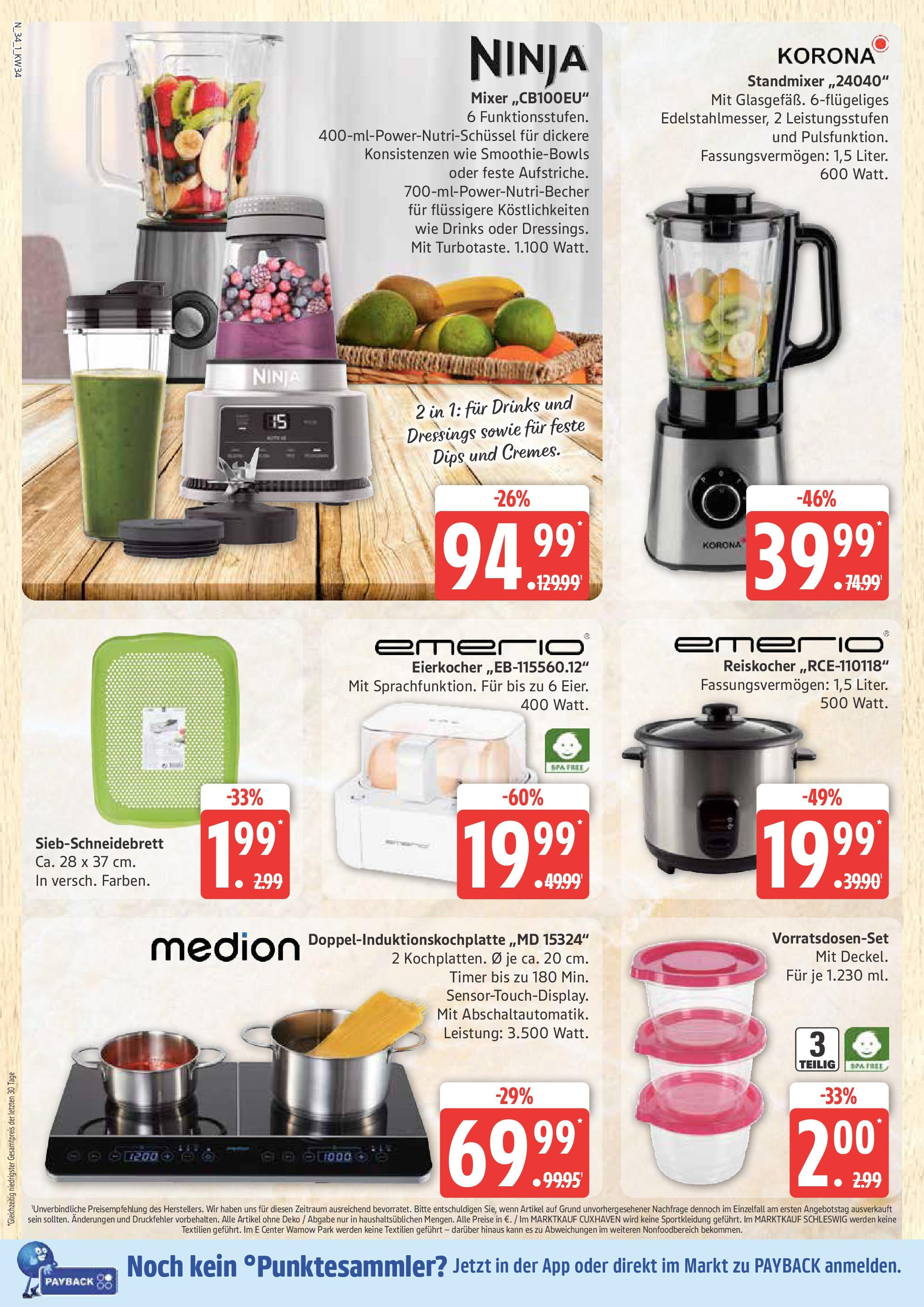 Marktkauf - Marktkauf: Wochenangebote (ab 17.08.2025) » Angebote ab Montag | Seite: 34 | Produkte: Mixer, Eierkocher Marktkauf - Marktkauf: Wochenangebote (ab 17.08.2025) » Angebote online | Seite: 34 | Produkte: Mixer, Eierkocher