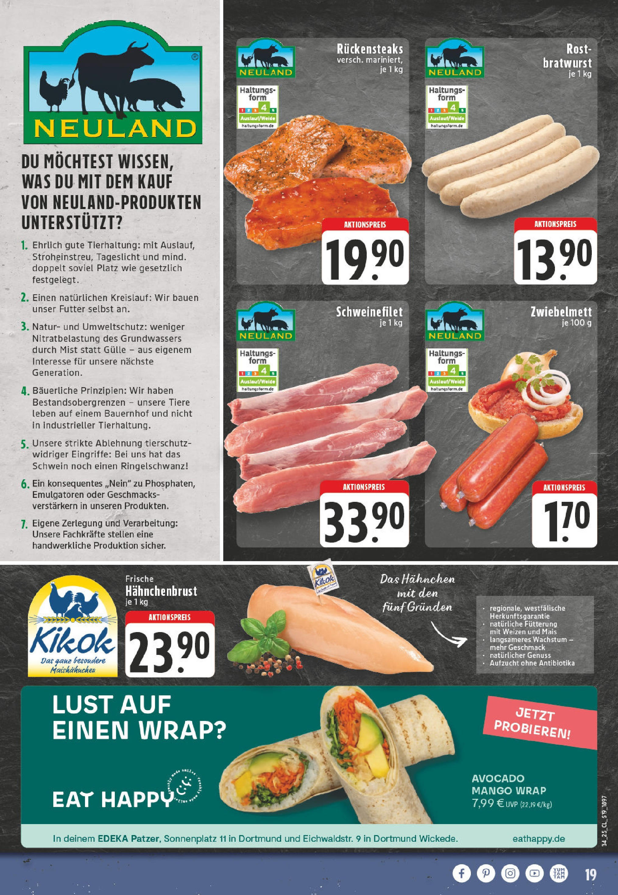 Edeka prospekt Dortmund - Wickede	 (ab 17.08.2025) » Angebote Online | Seite: 19 | Produkte: Schweinefilet, Avocado, Mango, Hahnchenbrust
