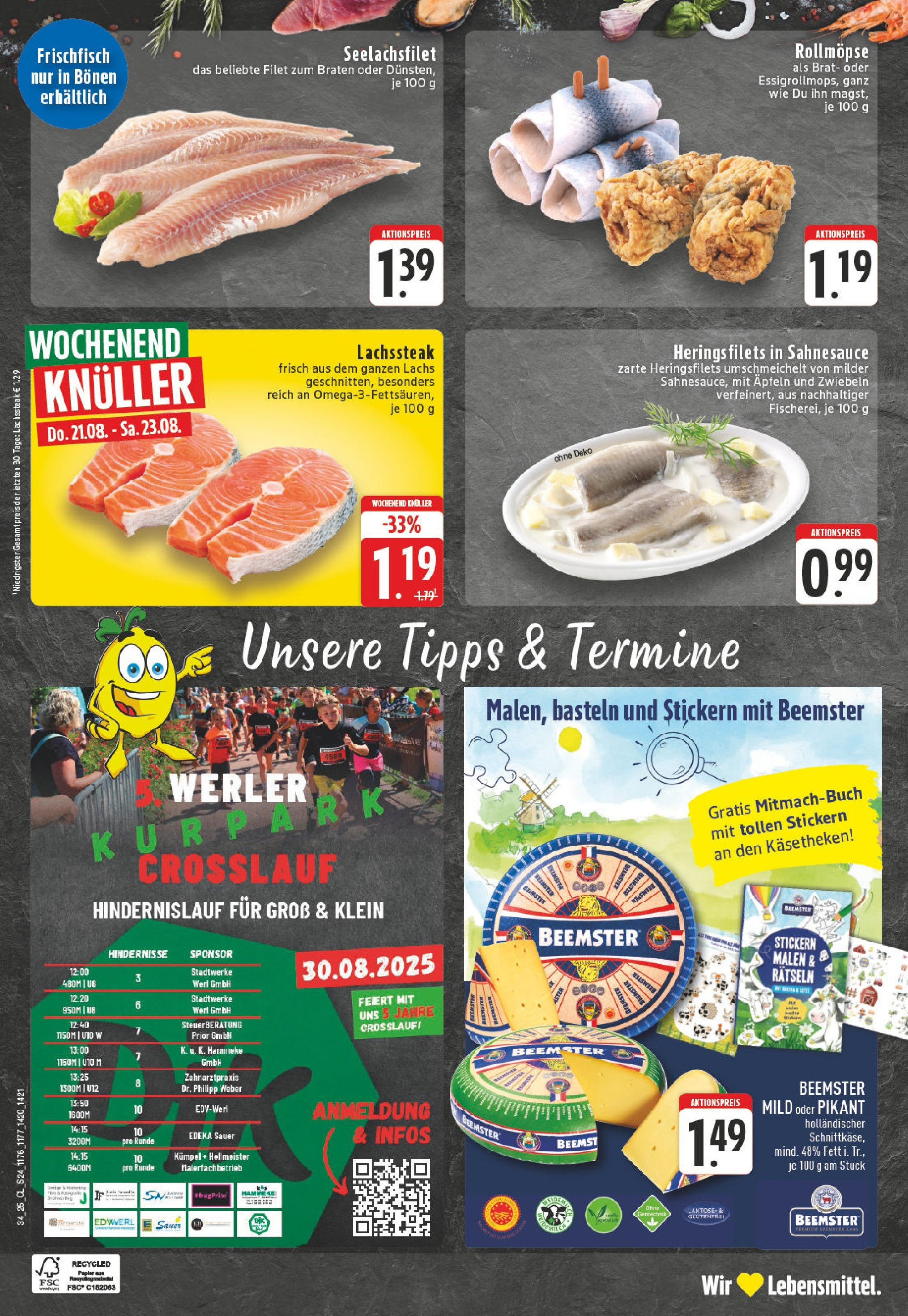 Edeka prospekt Bönen	 (ab 17.08.2025) » Angebote Online | Seite: 24 | Produkte: Lachs, Zwiebeln, Steak