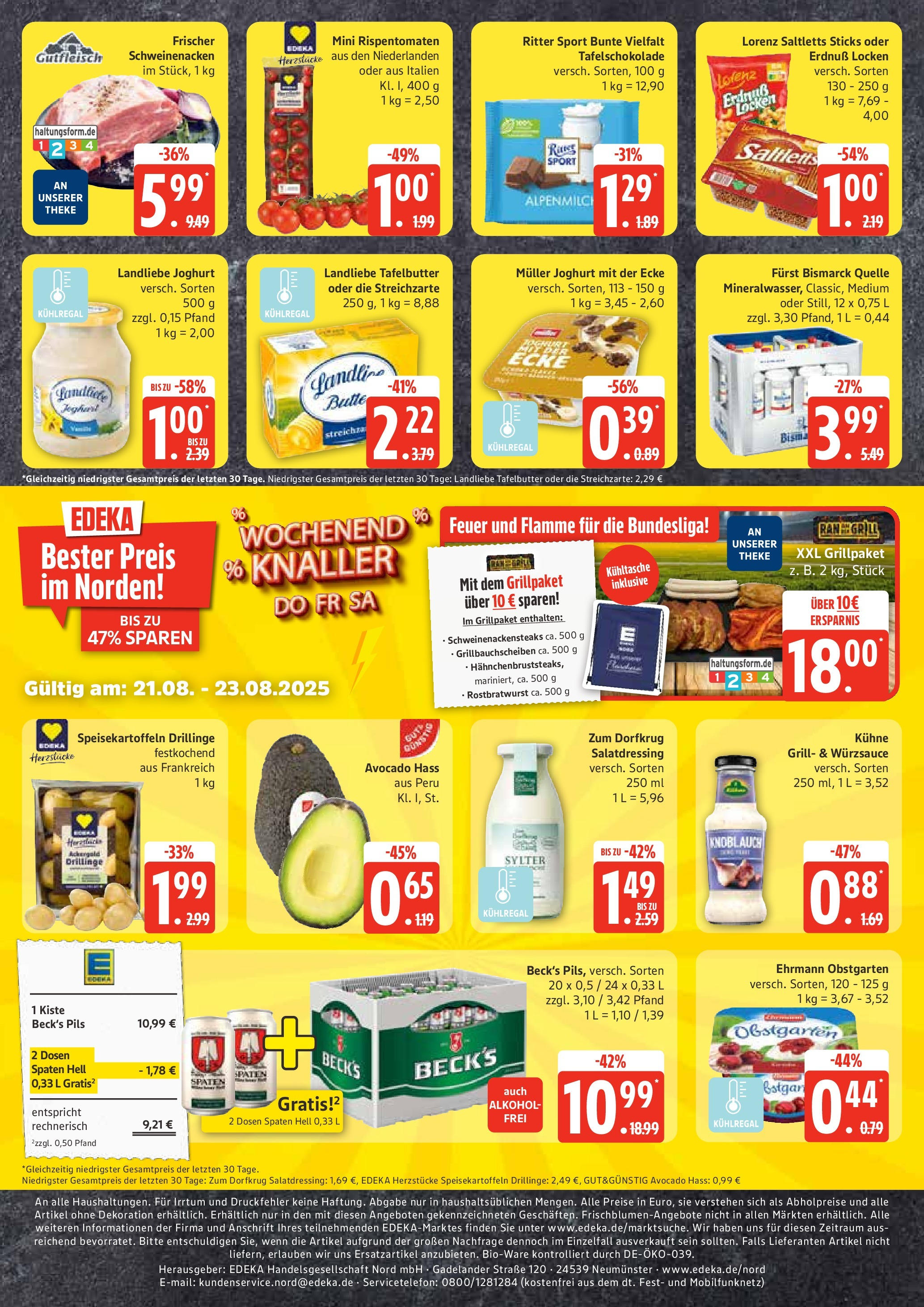 Edeka prospekt Hamburg (ab 17.08.2025) » Angebote Online | Seite: 24 | Produkte: Ritter sport, Dressing, Schweinenacken, Mineralwasser Edeka prospekt Hamburg (ab 17.08.2025) » Angebote Online | Seite: 24 | Produkte: Ritter sport, Dressing, Schweinenacken, Mineralwasser