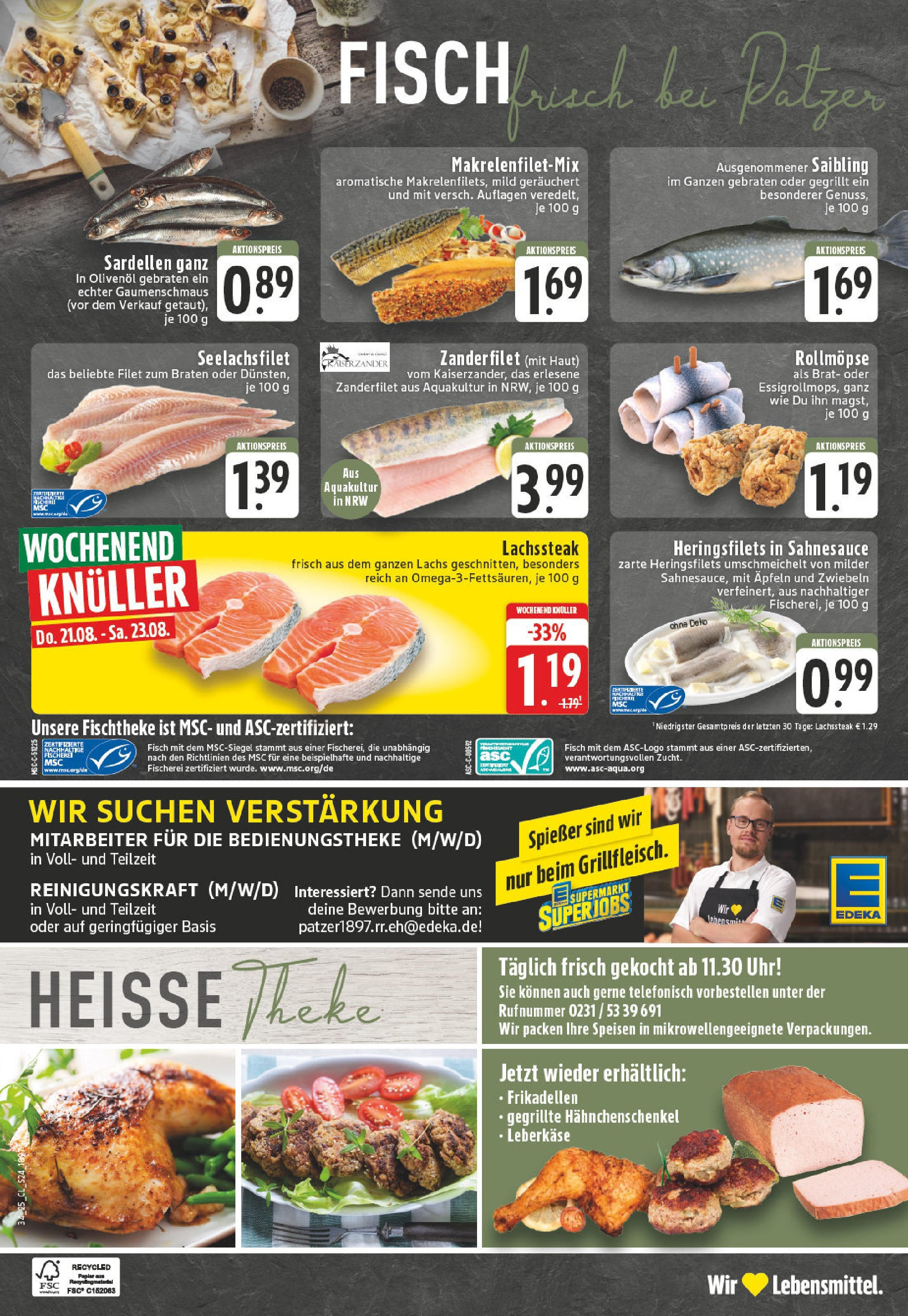 Edeka prospekt Dortmund - Wickede	 (ab 17.08.2025) » Angebote Online | Seite: 24 | Produkte: Hahnchenschenkel, Lachs, Zwiebeln, Leberkase