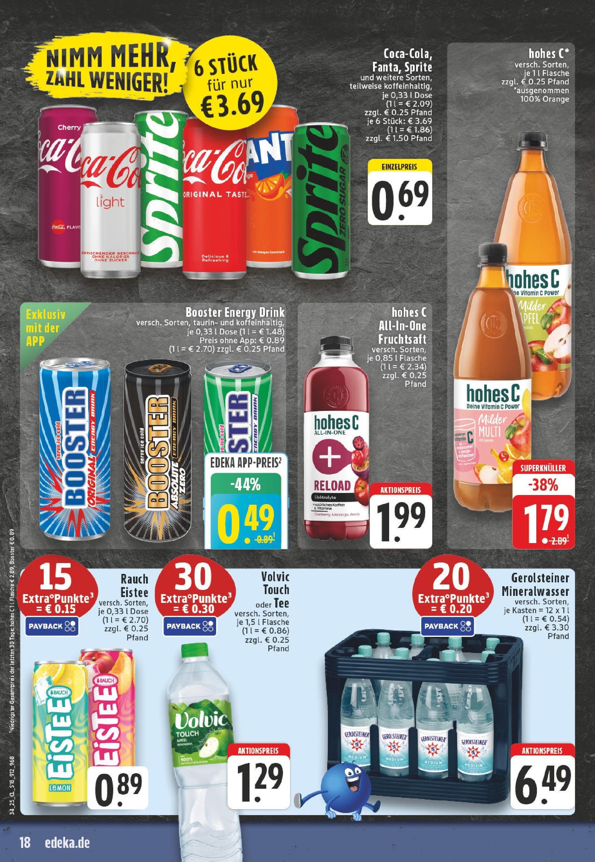 Edeka prospekt Beckum - Neubeckum	 (ab 17.08.2025) » Angebote Online | Seite: 18 | Produkte: Energy, Zucker, Volvic, Gerolsteiner