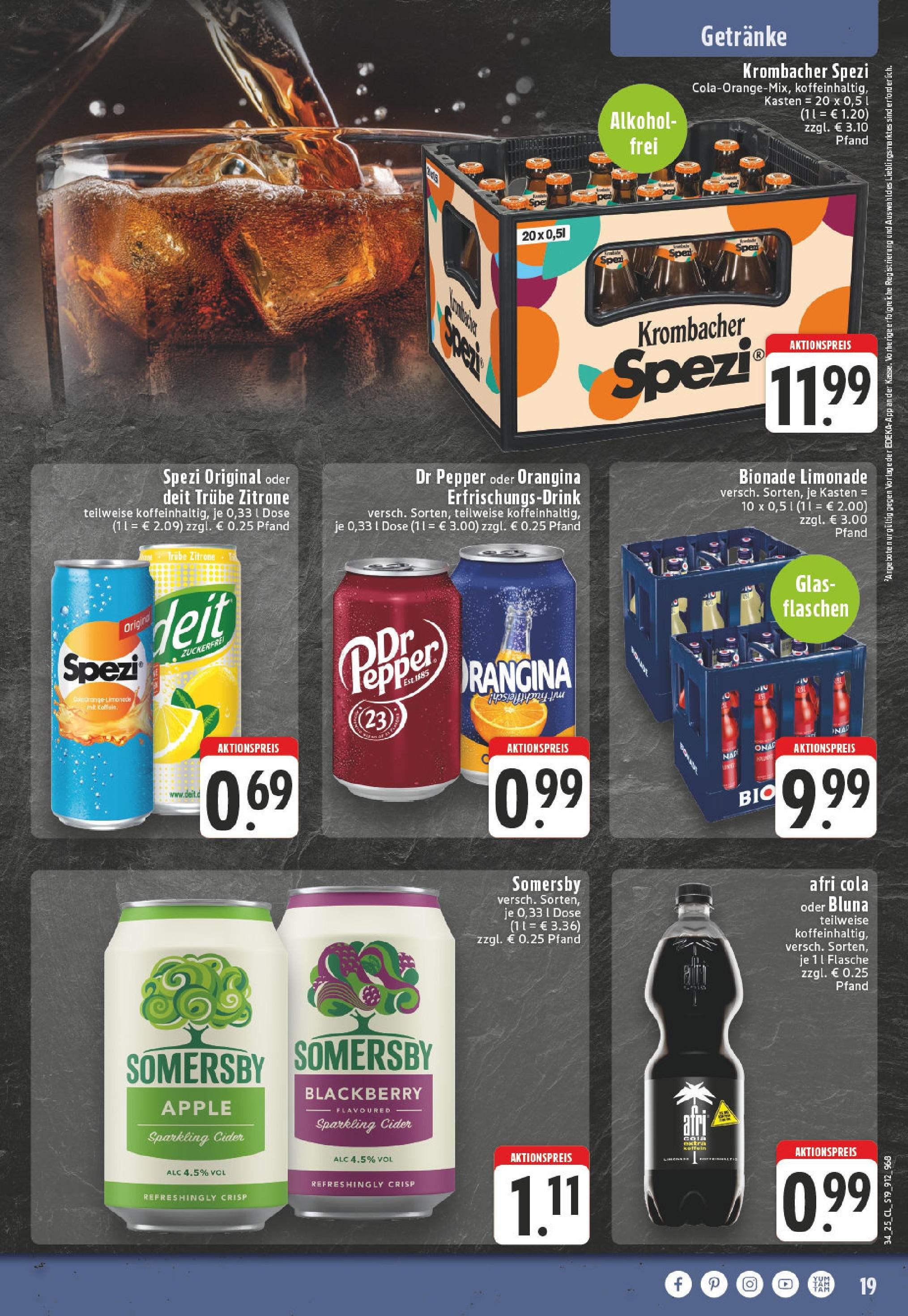 Edeka prospekt Beckum - Neubeckum	 (ab 17.08.2025) » Angebote Online | Seite: 19 | Produkte: Cola, Limonade, Apple, Krombacher