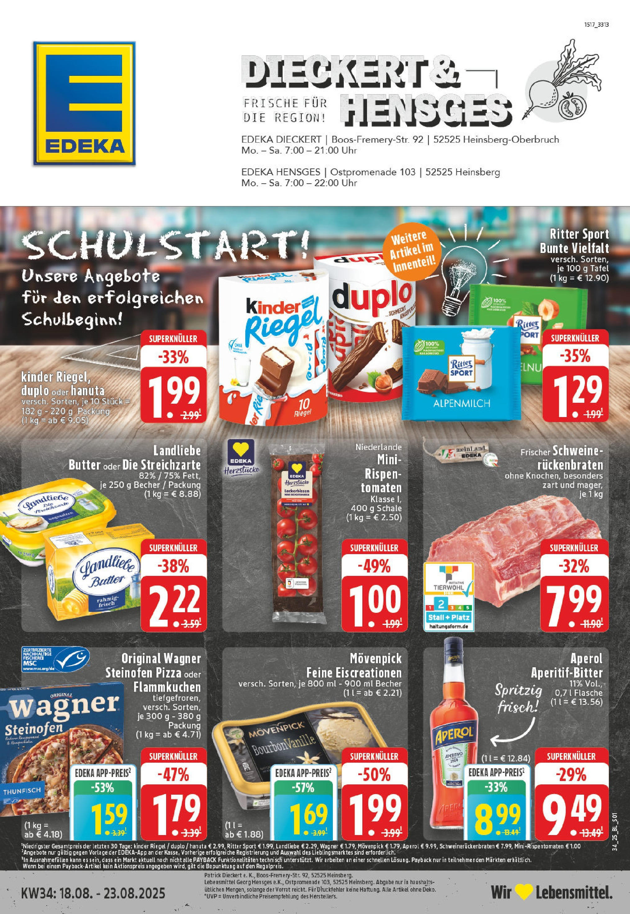Edeka prospekt Heinsberg (ab 17.08.2025) » Angebote Online | Seite: 1 | Produkte: Thunfisch, Landliebe butter, Bourbon, Uhr Edeka prospekt Heinsberg (ab 17.08.2025) » Angebote Online | Seite: 1 | Produkte: Thunfisch, Landliebe butter, Bourbon, Uhr