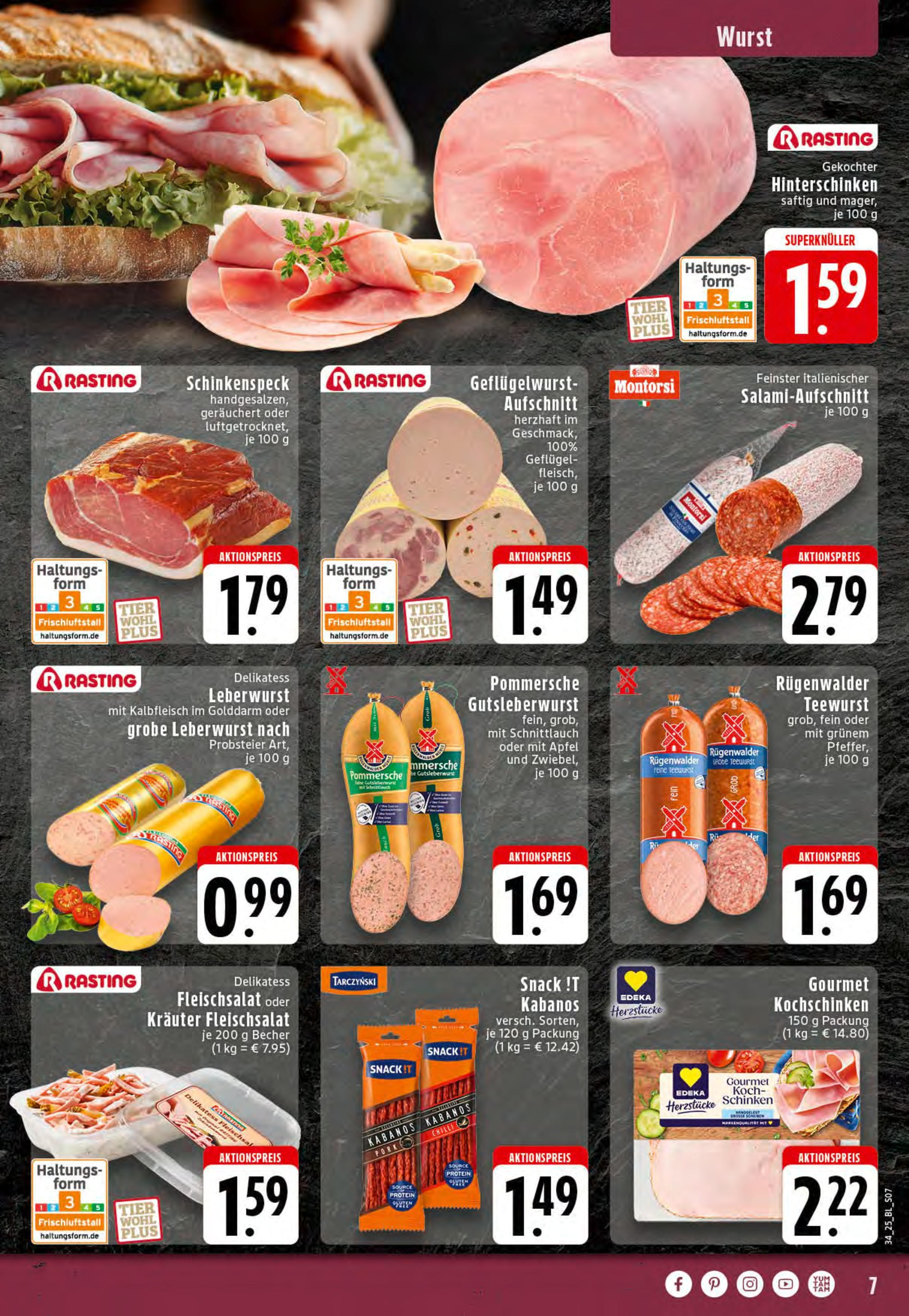 Edeka prospekt Essen	 (ab 17.08.2025) » Angebote Online | Seite: 7 | Produkte: Äpfel, Salami, Schinken, Fleisch