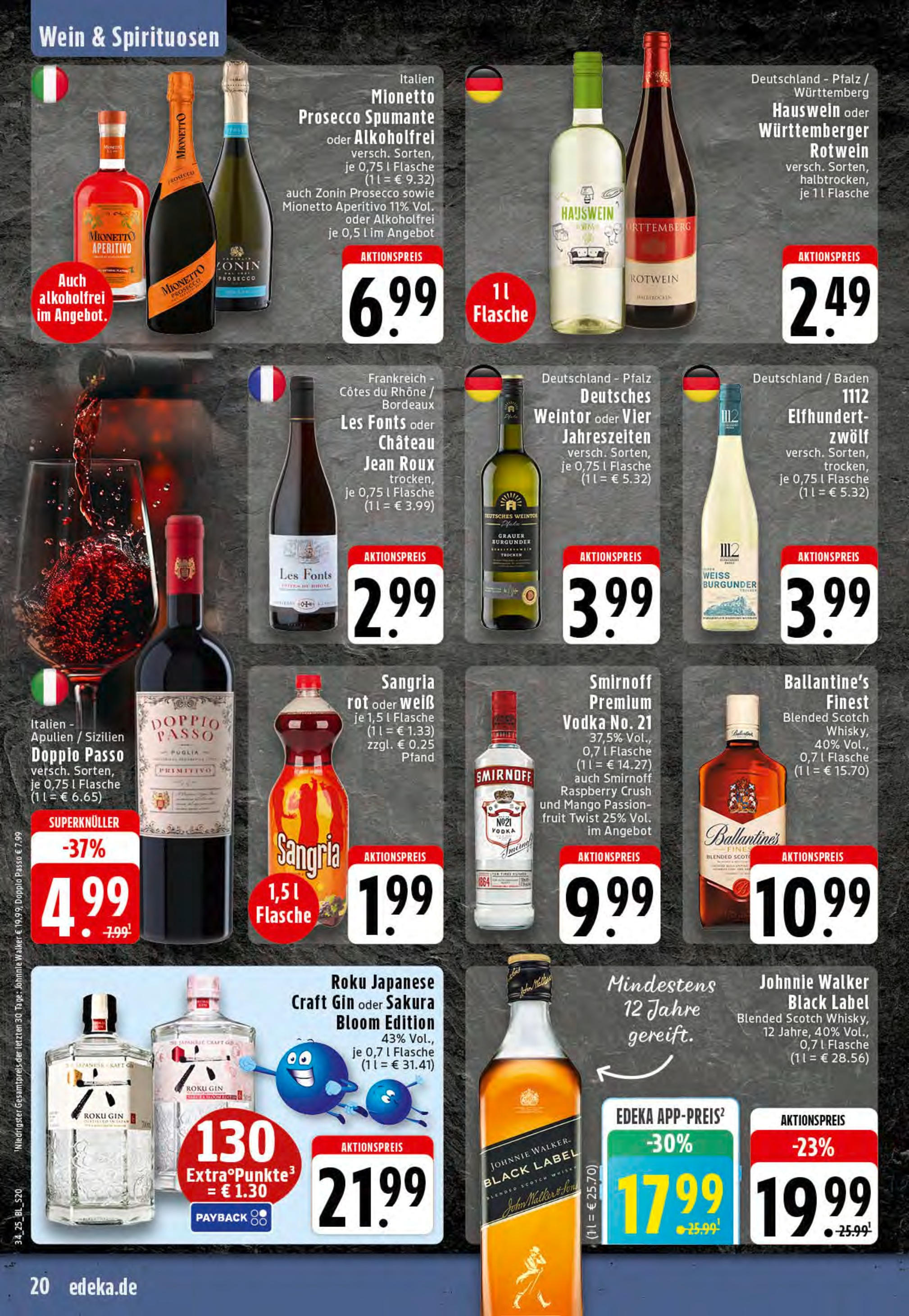 Edeka prospekt Essen	 (ab 17.08.2025) » Angebote Online | Seite: 20 | Produkte: Prosecco, Smirnoff, Wein, Vodka