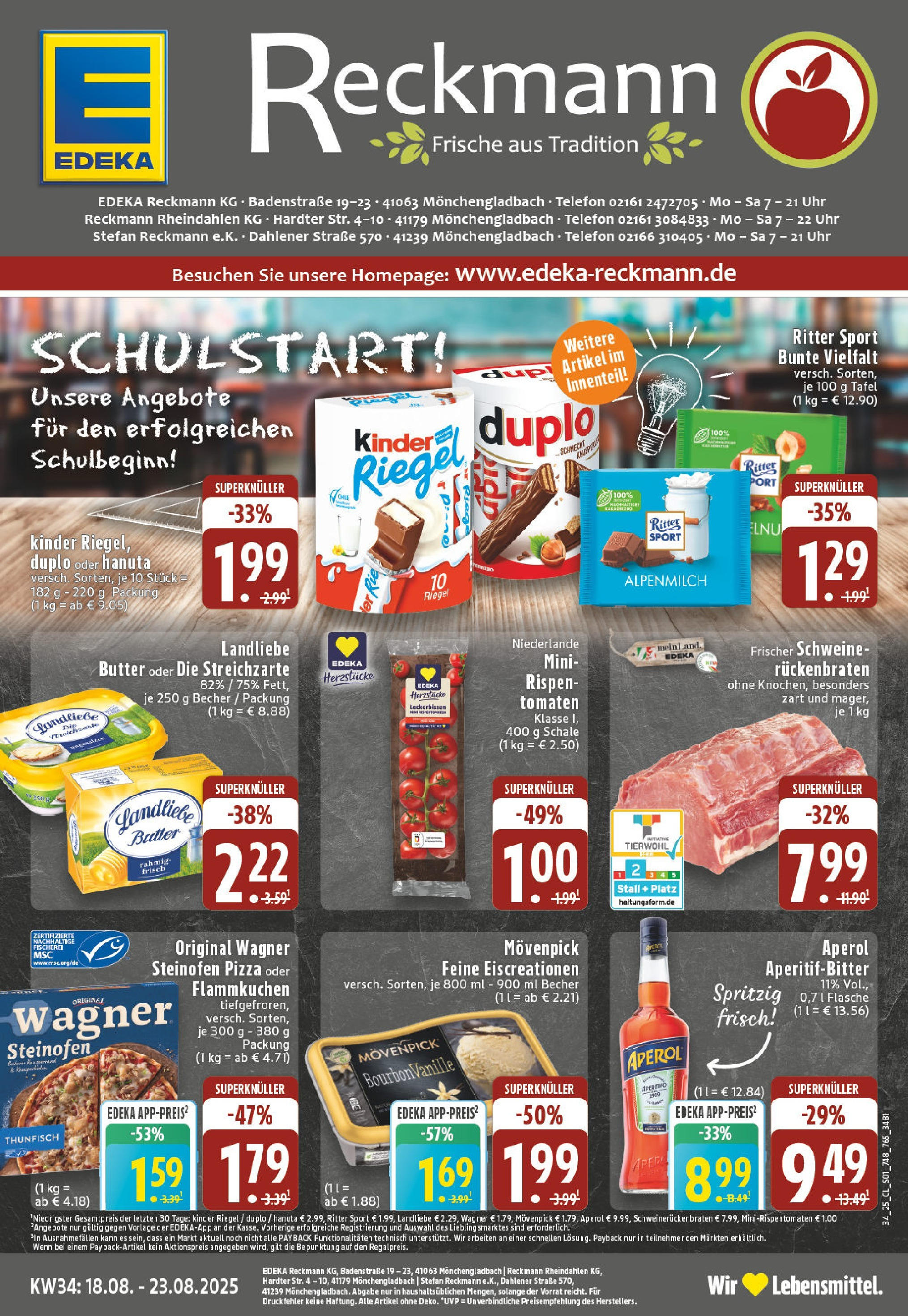 Edeka prospekt Mönchengladbach (ab 17.08.2025) » Angebote Online | Seite: 1 | Produkte: Thunfisch, Ritter sport, Landliebe butter, Tomaten Edeka prospekt Mönchengladbach (ab 17.08.2025) » Angebote Online | Seite: 1 | Produkte: Thunfisch, Ritter sport, Landliebe butter, Tomaten