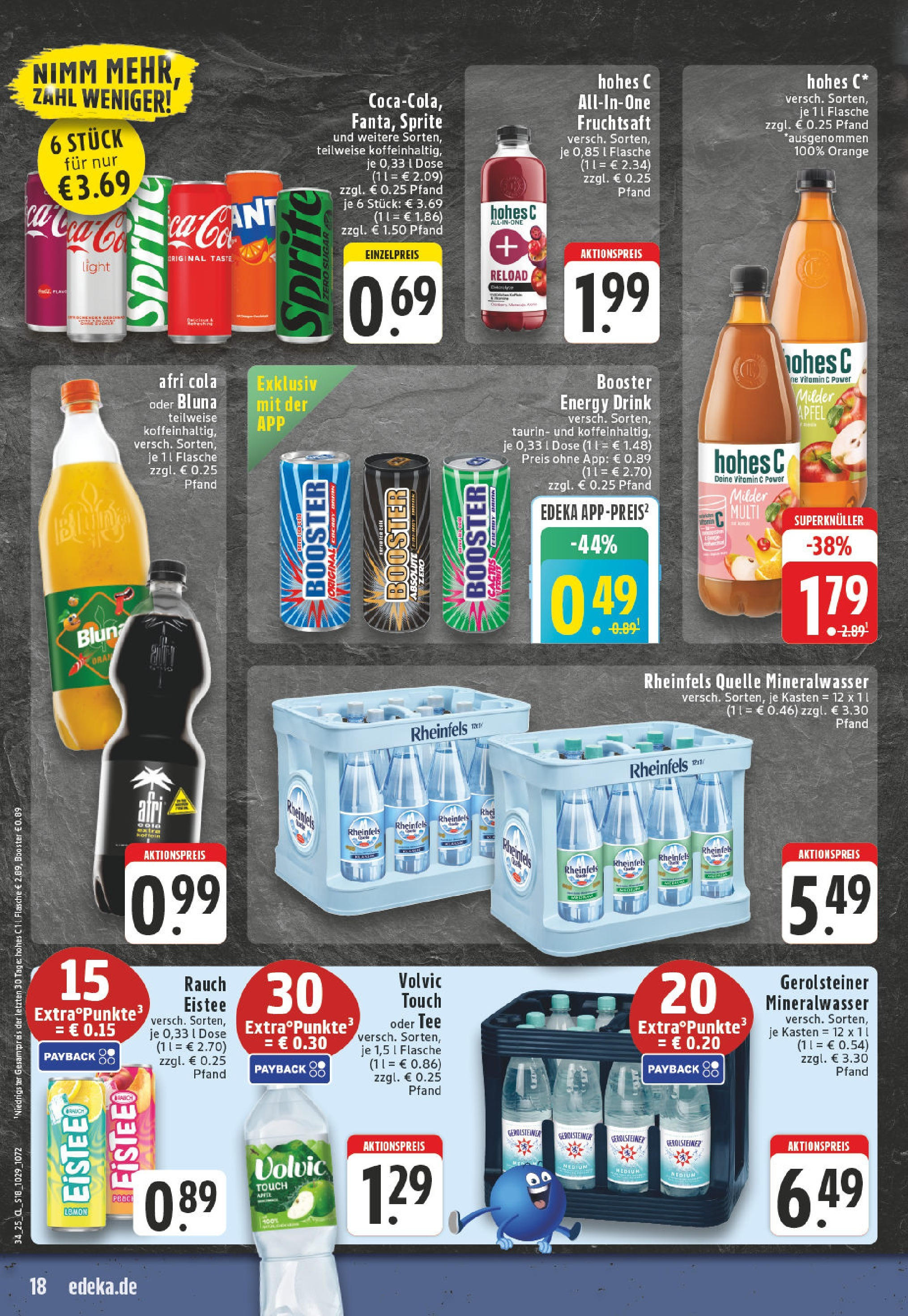 Edeka prospekt Kempen	 (ab 17.08.2025) » Angebote Online | Seite: 18 | Produkte: Energy, Äpfel, Hohes c, Gerolsteiner
