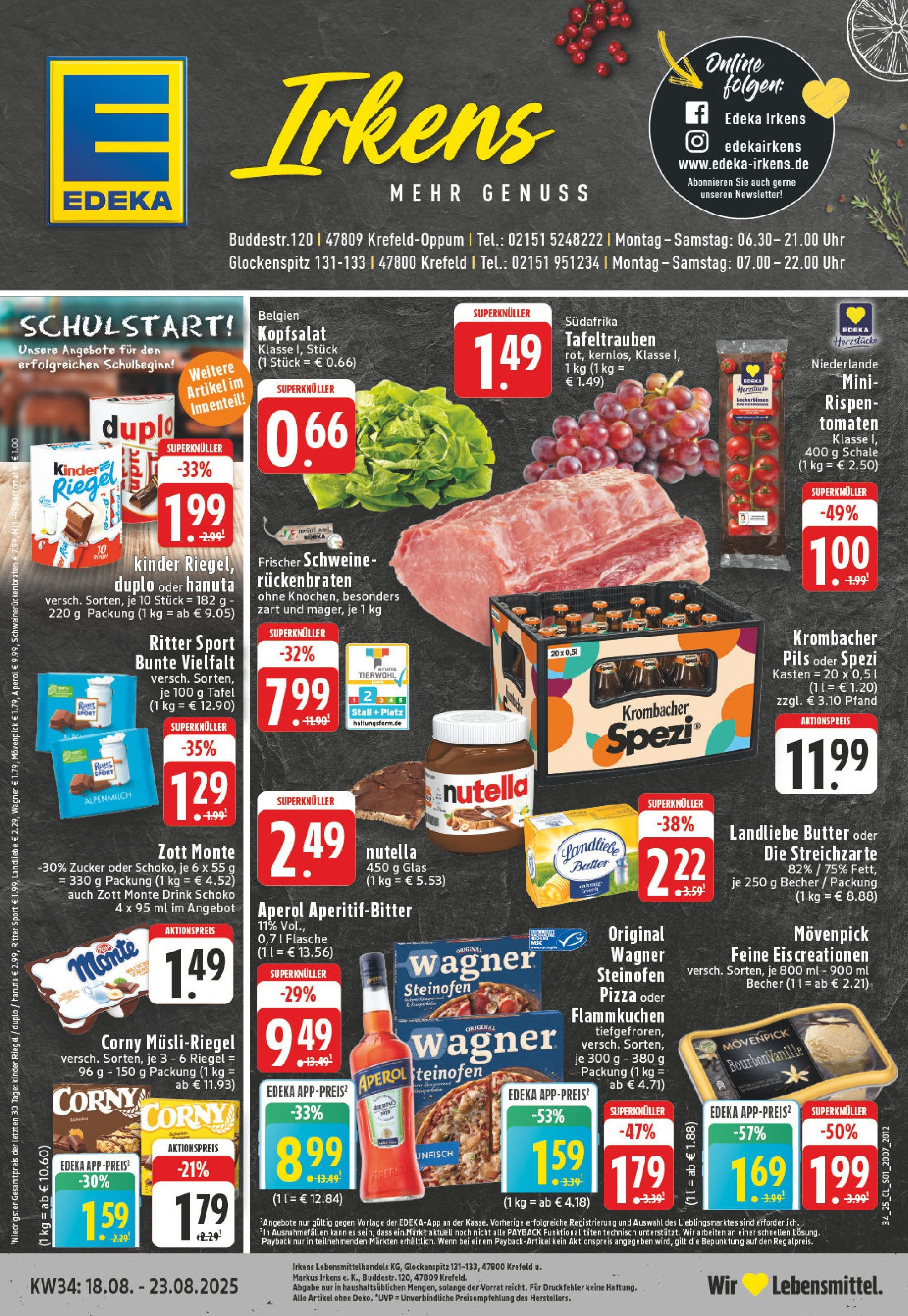 Edeka prospekt Krefeld	 (ab 17.08.2025) » Angebote Online | Seite: 1 | Produkte: Landliebe butter, Kinder riegel, Nutella, Krombacher