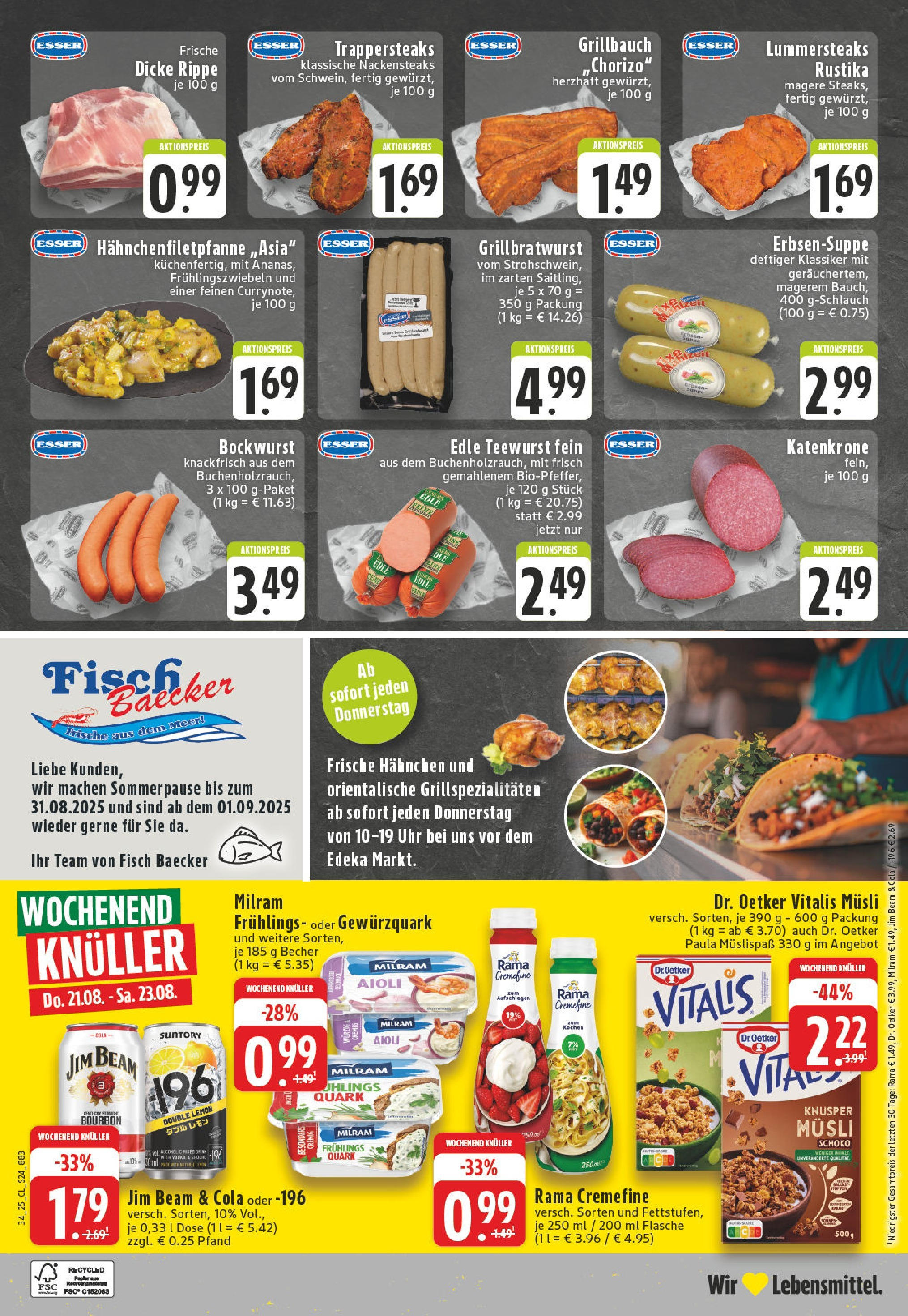 Edeka prospekt Erkelenz	 (ab 17.08.2025) » Angebote Online | Seite: 24 | Produkte: Jim beam, Rama, Quark, Steak