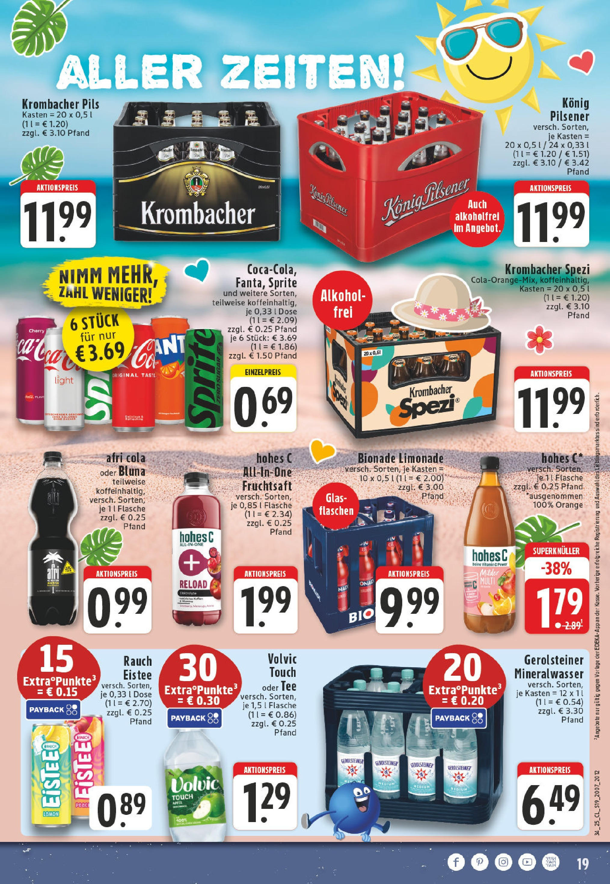 Edeka prospekt Krefeld	 (ab 17.08.2025) » Angebote Online | Seite: 19 | Produkte: Cola, Volvic touch, Krombacher, Hohes c
