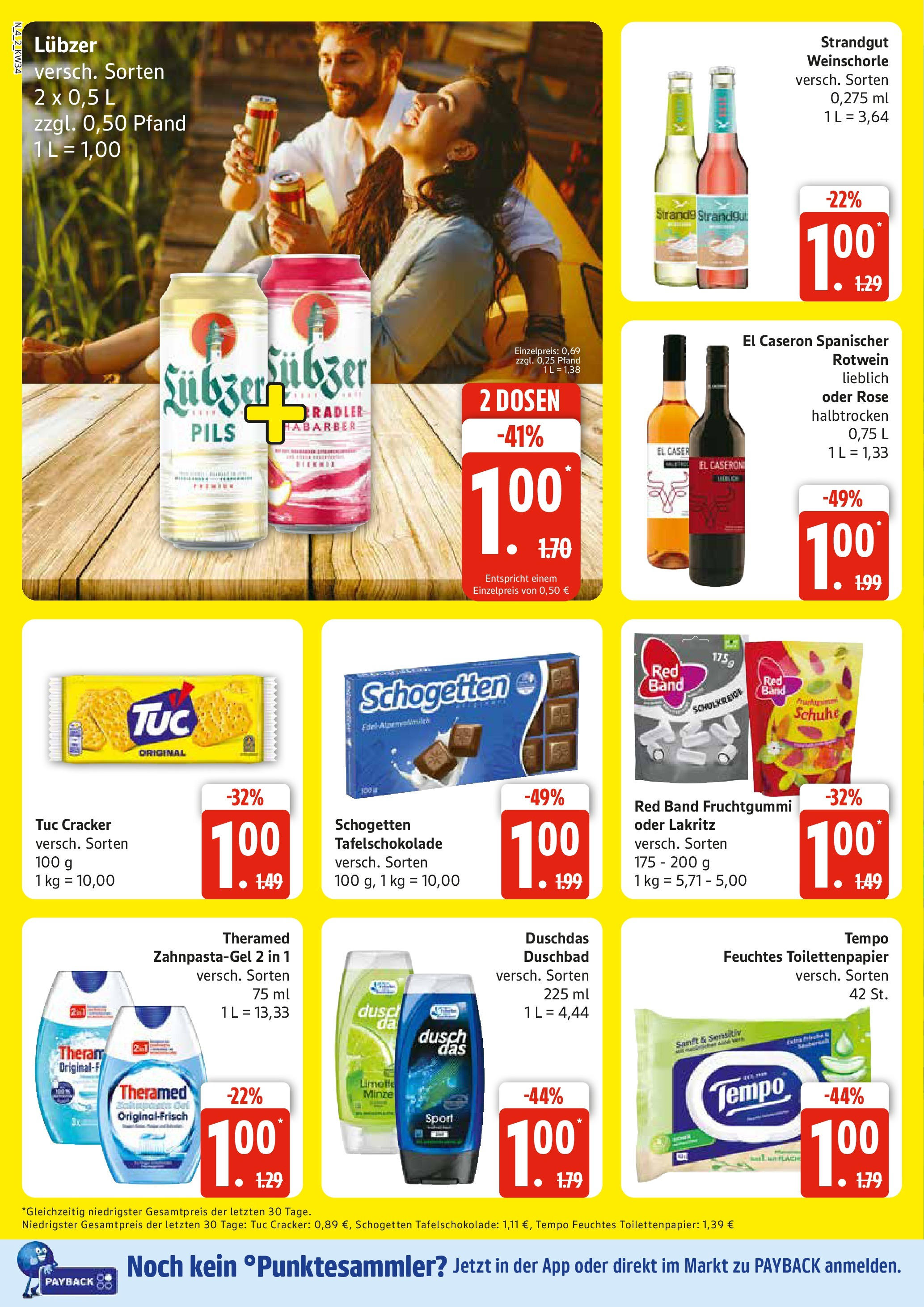 Edeka prospekt Rostock	 (ab 17.08.2025) » Angebote Online | Seite: 4 | Produkte: Pils, Tempo, Shower Gel, Toilettenpapier