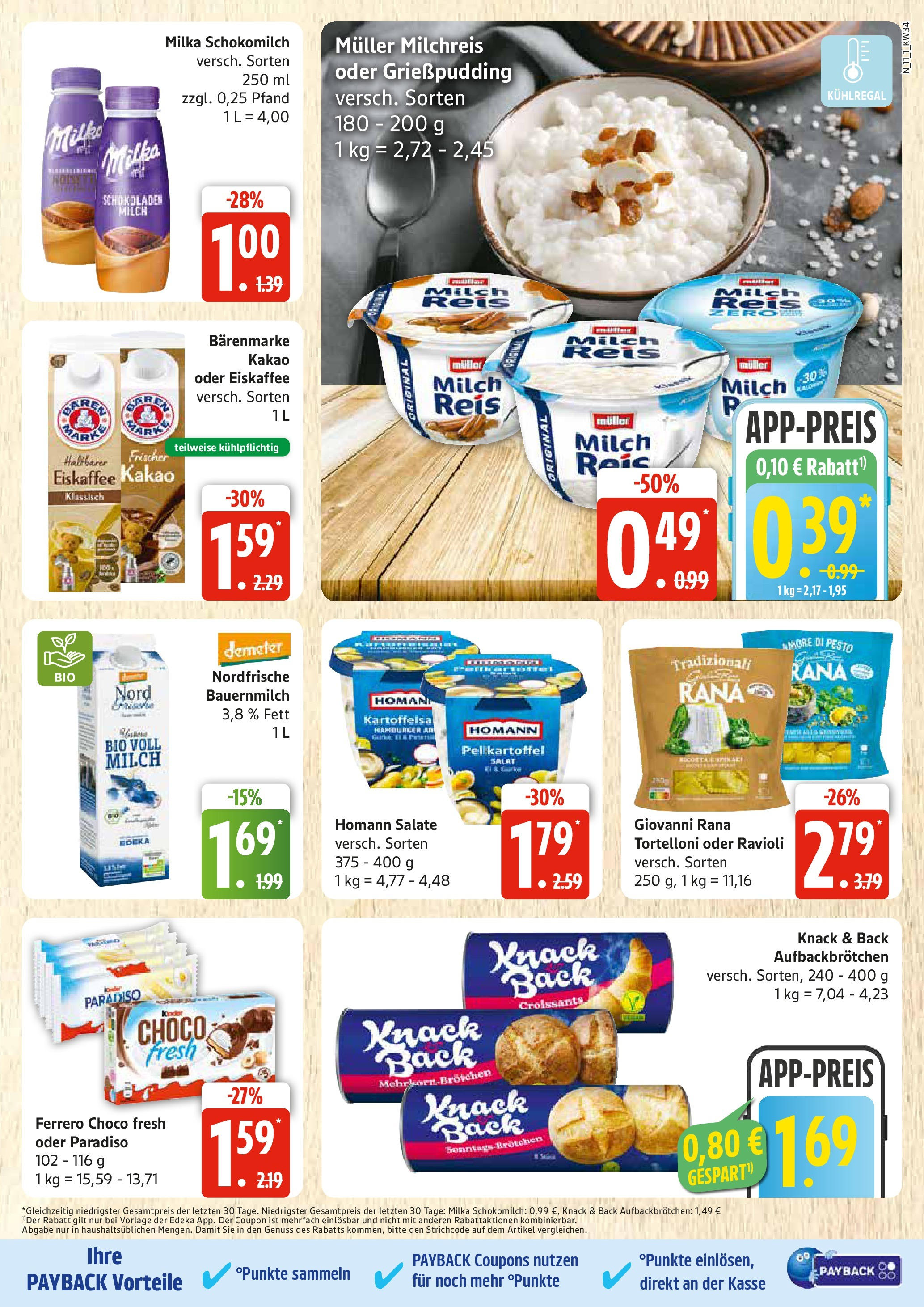 Edeka prospekt Rostock	 (ab 17.08.2025) » Angebote Online | Seite: 11 | Produkte: Milch, Milka, Reis, Salat