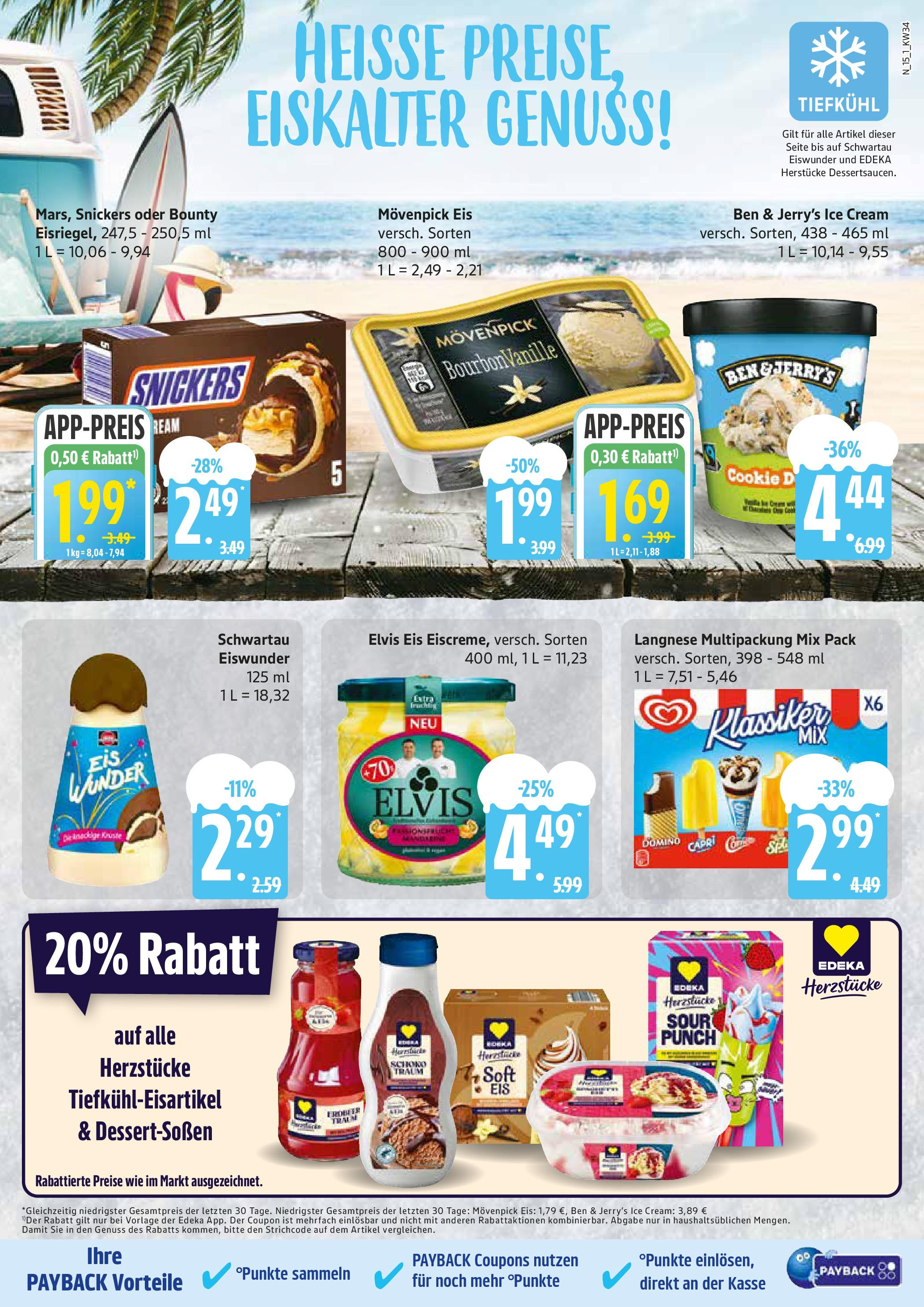 Edeka prospekt Rostock	 (ab 17.08.2025) » Angebote Online | Seite: 15 | Produkte: Langnese, Movenpick eis, Bourbon, Eis