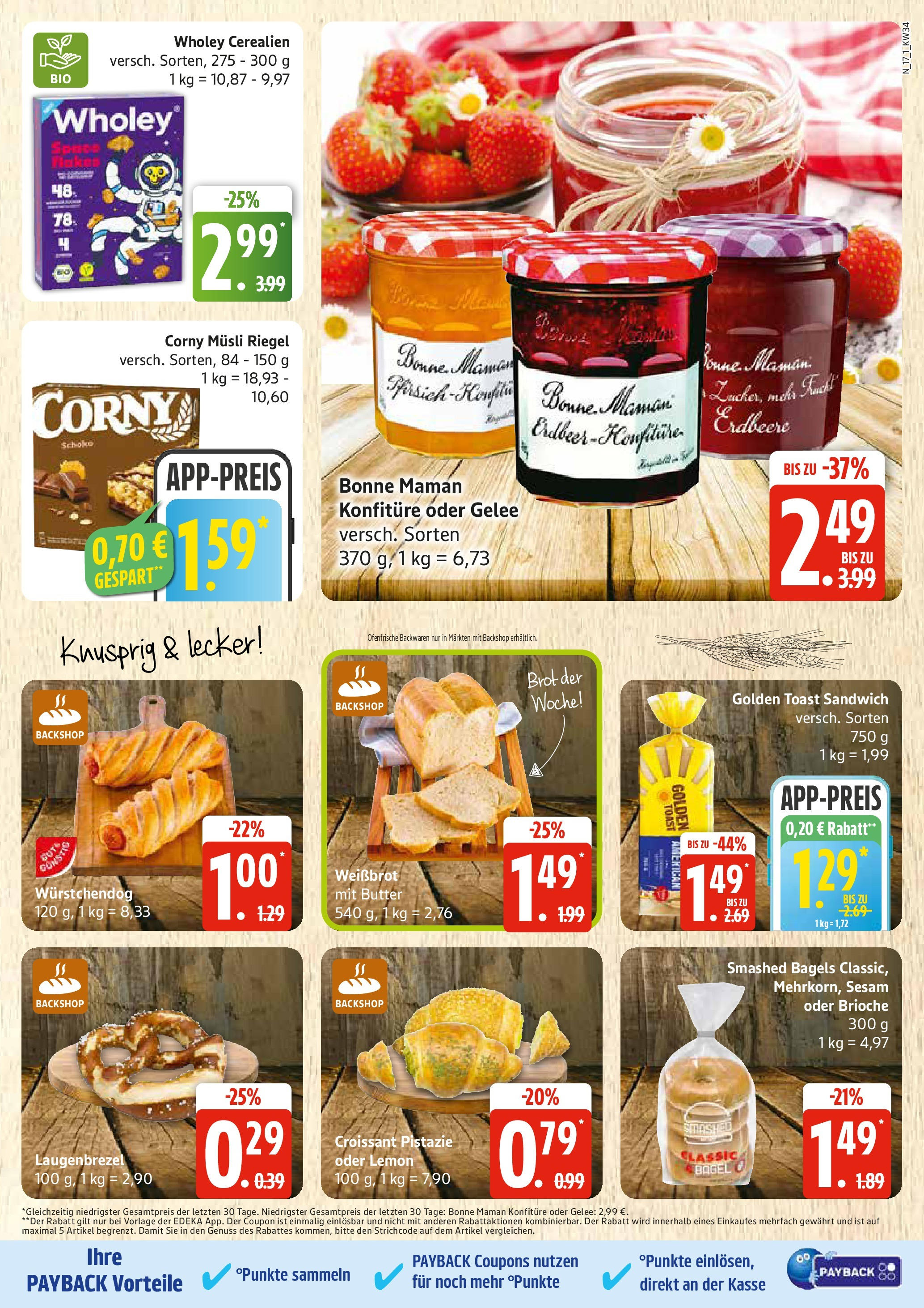 Edeka prospekt Rostock	 (ab 17.08.2025) » Angebote Online | Seite: 17 | Produkte: Musli, Butter, Brot, Bonne maman