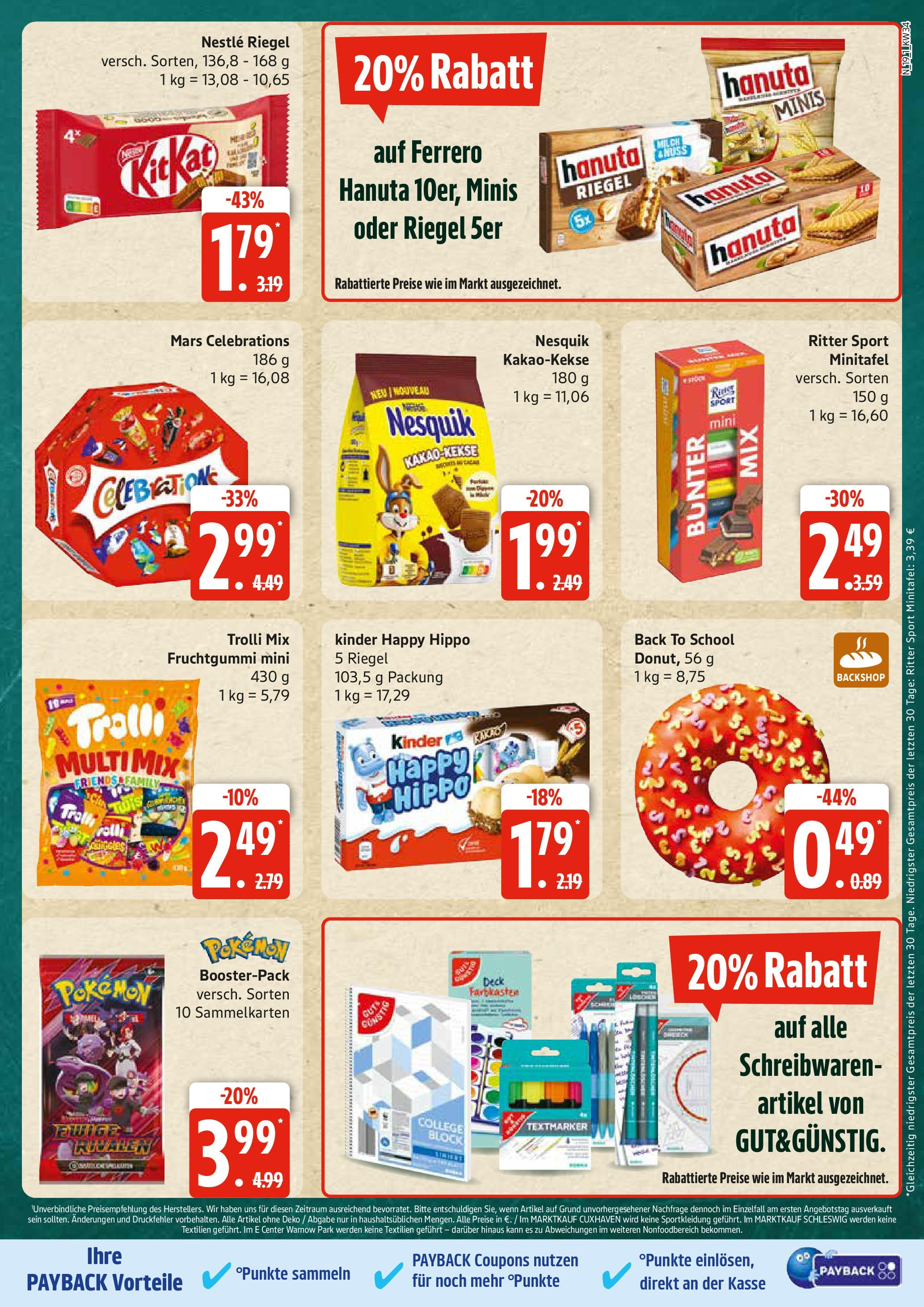 Edeka prospekt Rostock	 (ab 17.08.2025) » Angebote Online | Seite: 19 | Produkte: Nesquik, Ritter sport, Celebrations, Mars