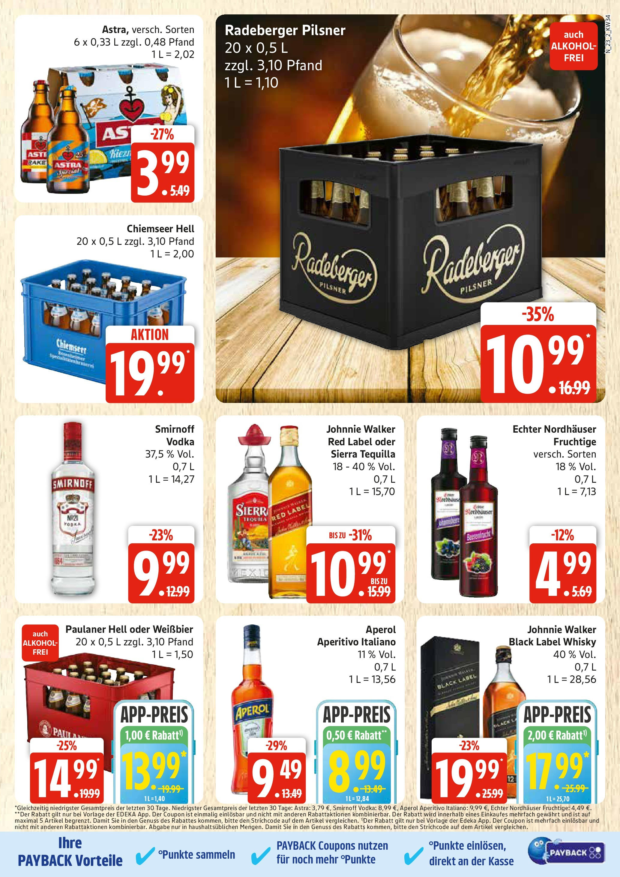 Edeka prospekt Rostock	 (ab 17.08.2025) » Angebote Online | Seite: 23 | Produkte: Tequila, Smirnoff, Aperol, Whiskey