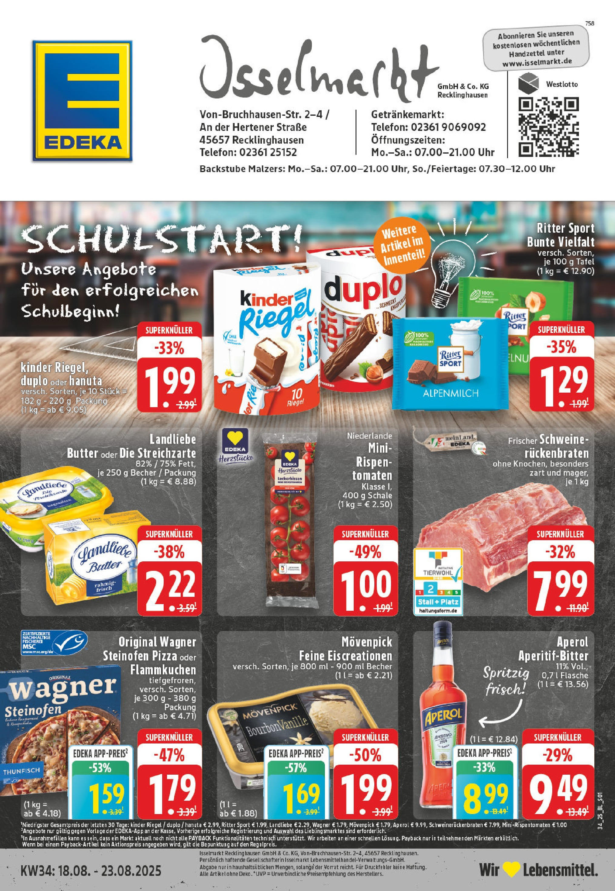 EDEKA Prospekt ab 17.08.2025 - Prospekt Recklinghausen Online Vorschau von dem Prospekt des Geschäftes Edeka, gültig ab dem 17.08.2025