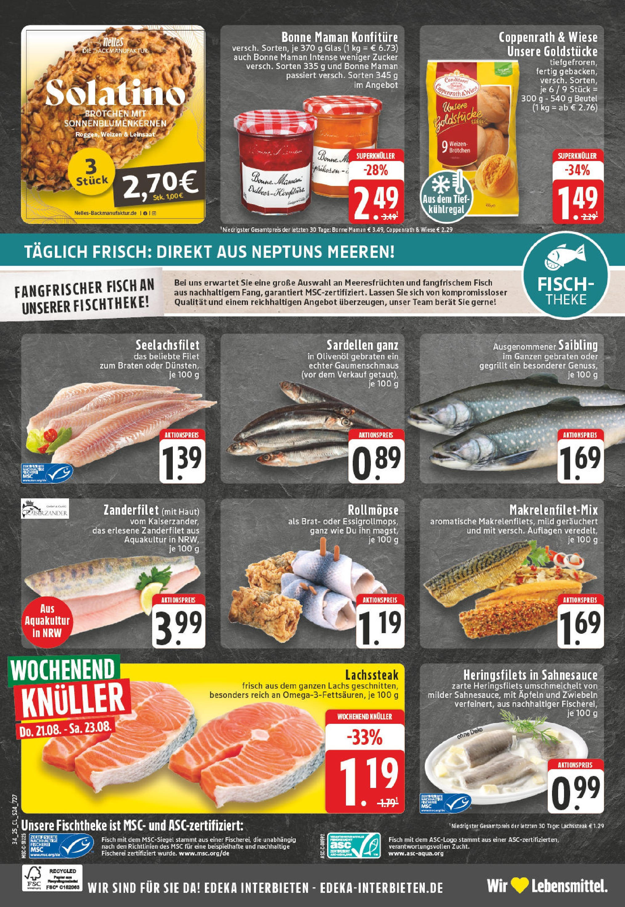 Edeka prospekt Weilerswist	 (ab 17.08.2025) » Angebote Online | Seite: 24 | Produkte: Theke, Fisch, Lachs, Bonne maman